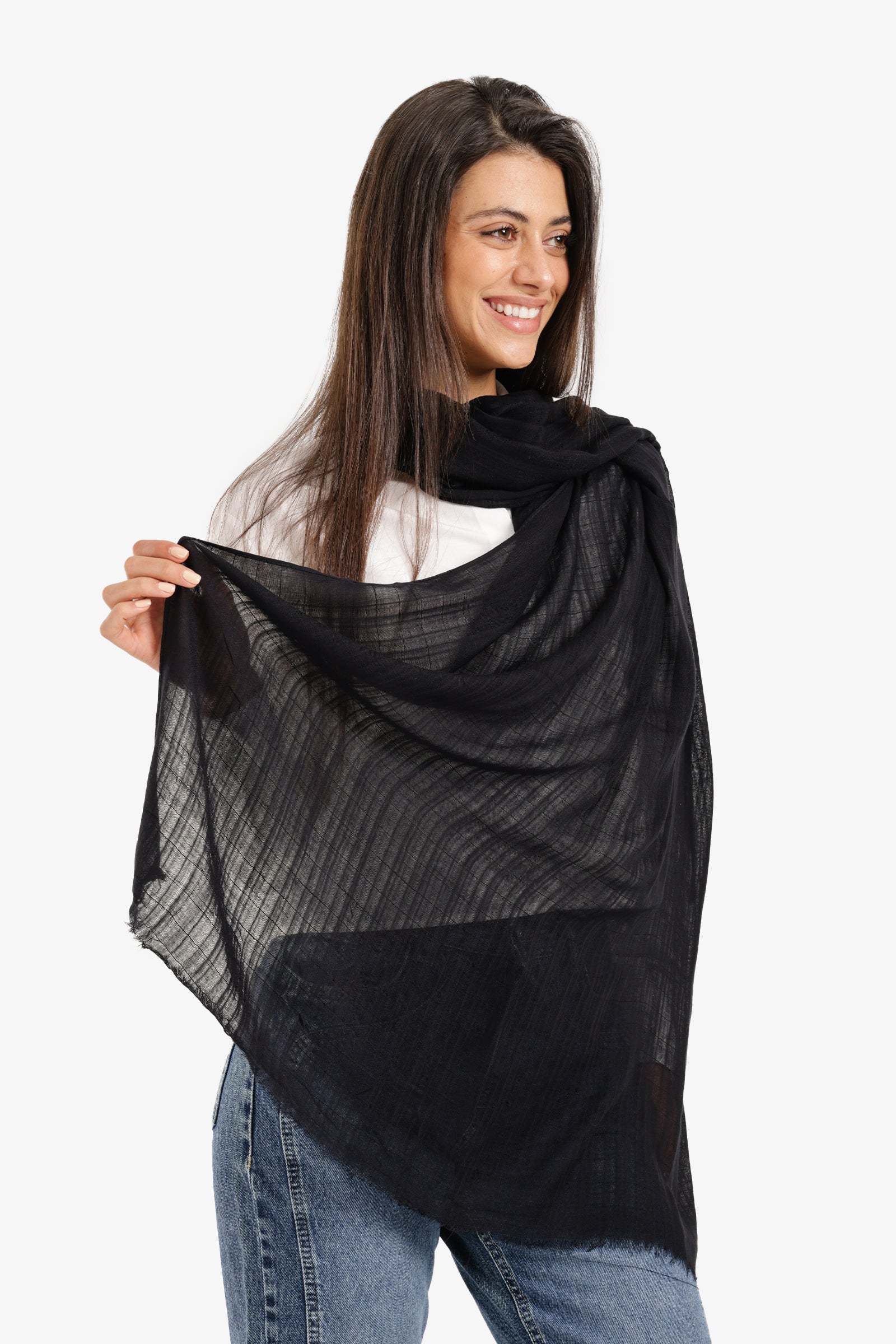 Textured Ribbed Cotton Scarf