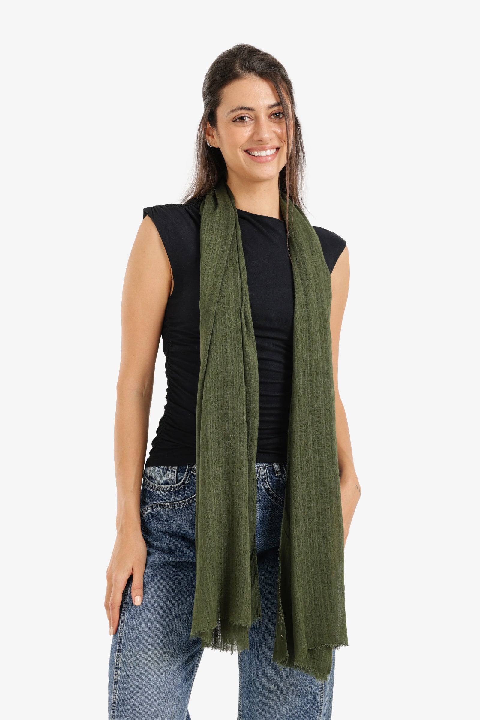 Textured Ribbed Cotton Scarf