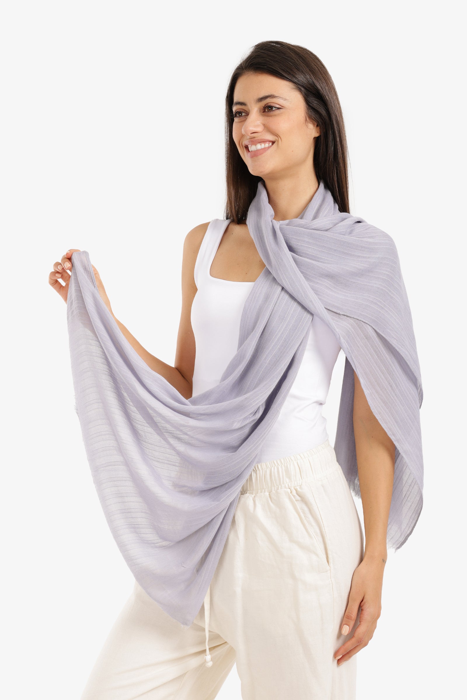 Textured Ribbed Cotton Scarf