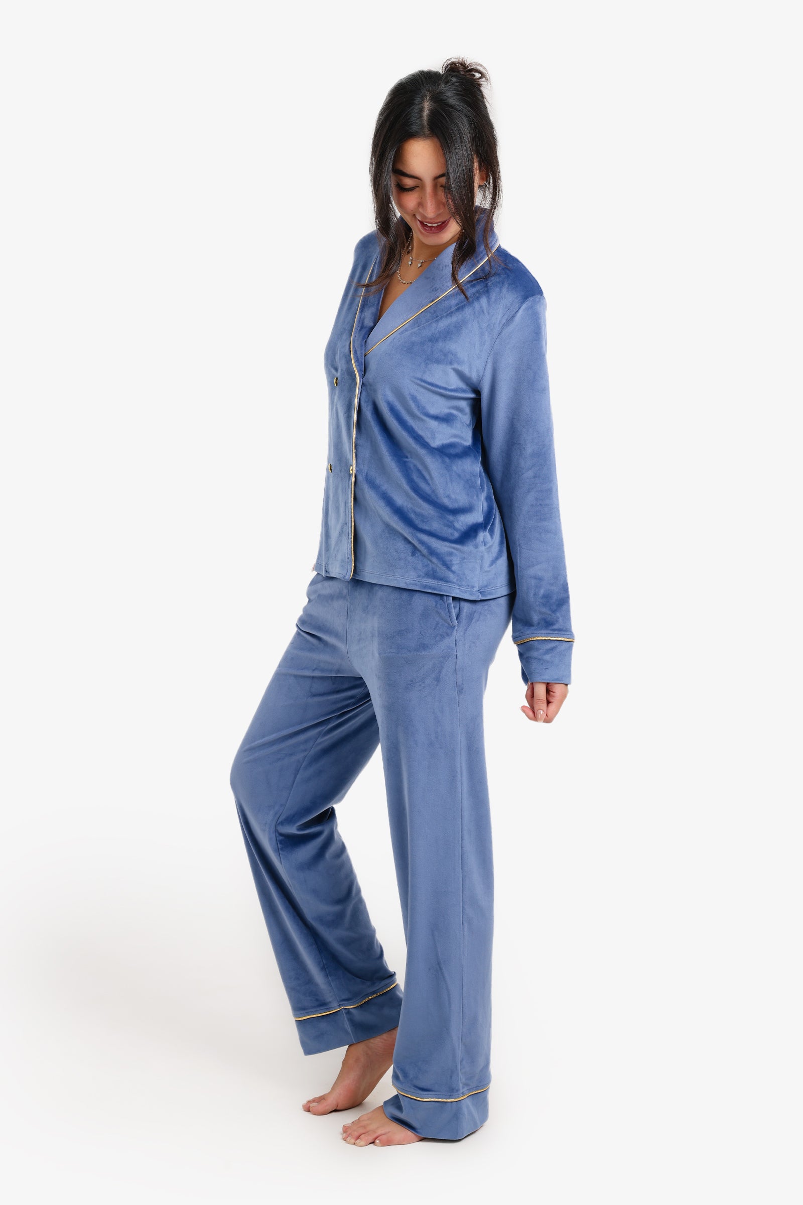 Double-Breasted Velvet Pyjama Set
