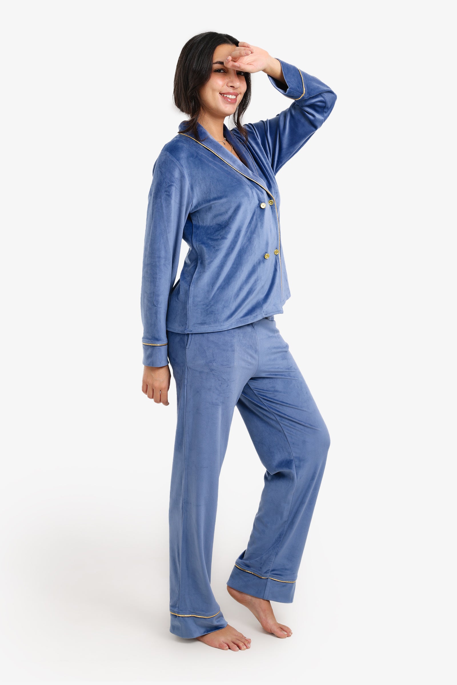 Double-Breasted Velvet Pyjama Set
