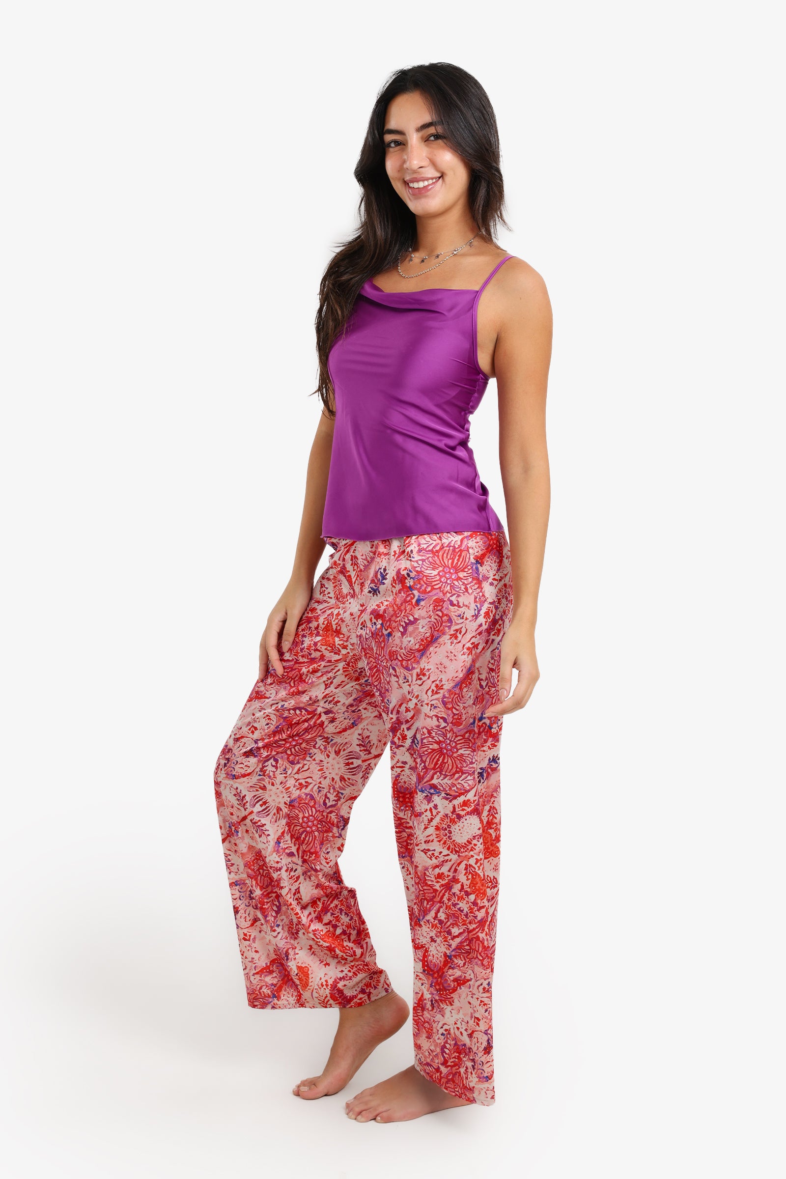 Printed Satin Pyjama Set