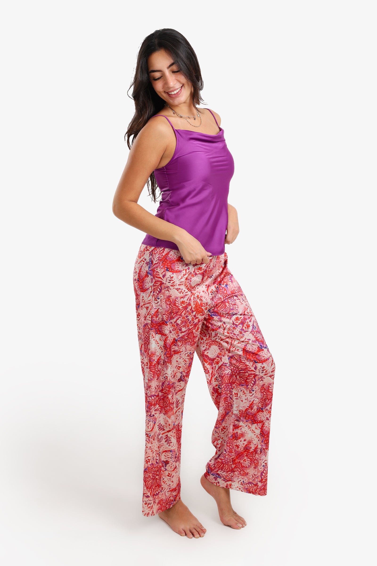 Printed Satin Pyjama Set