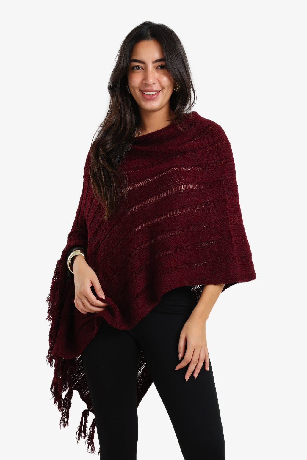Poncho with Fringe Details