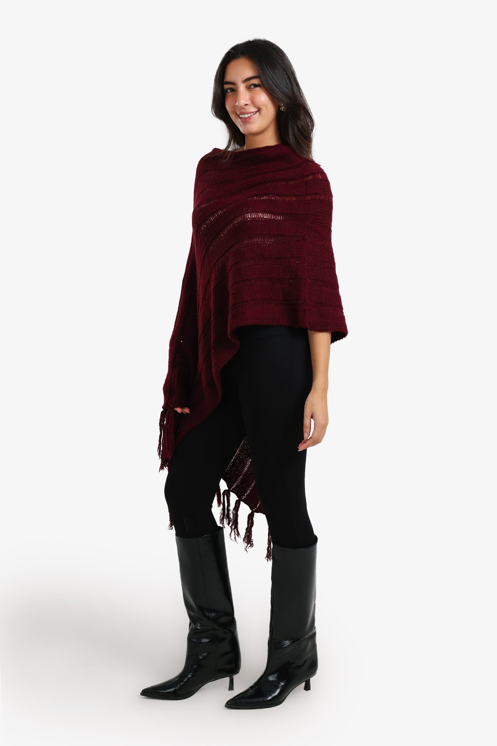 Poncho with Fringe Details