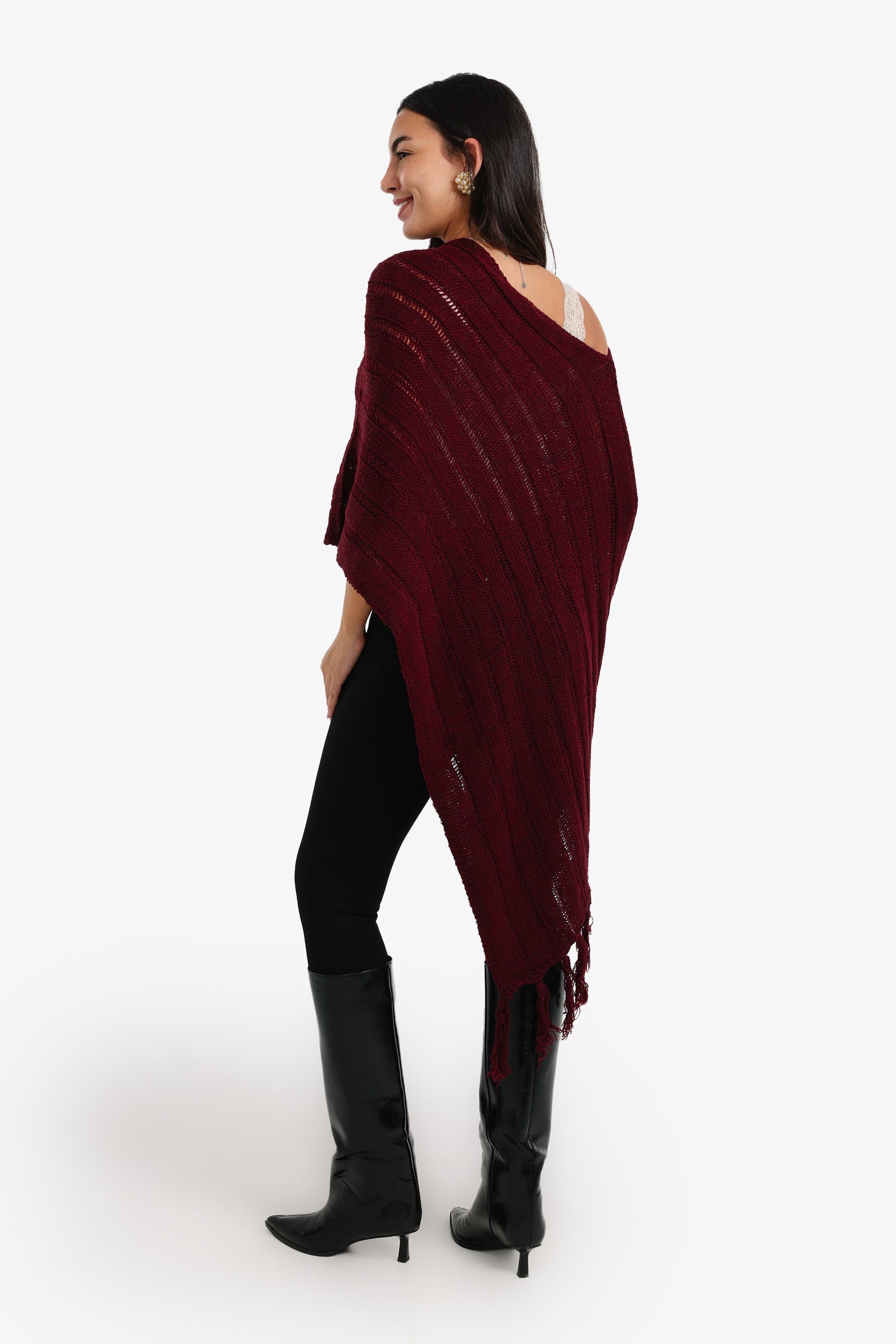Poncho with Fringe Details