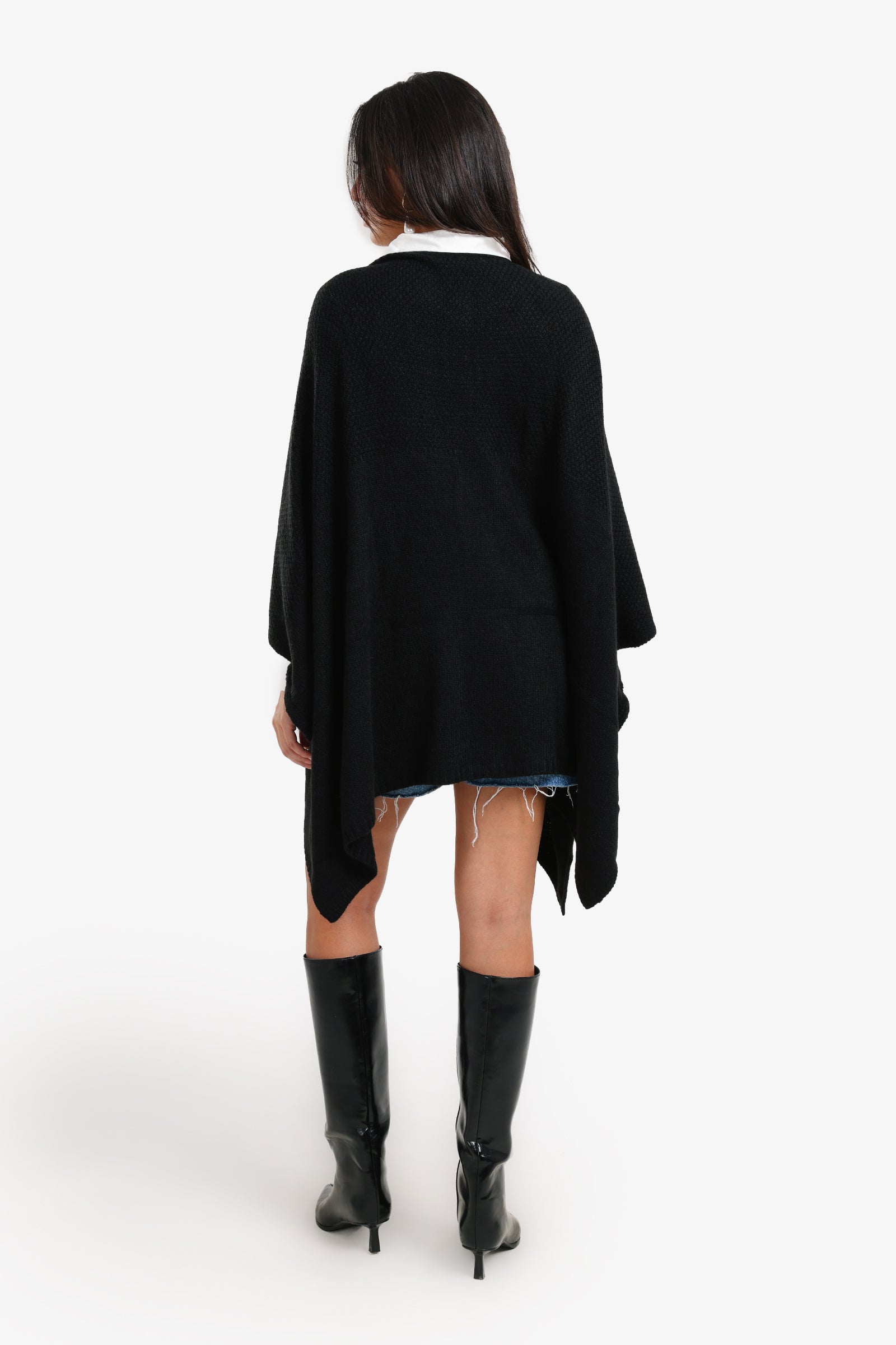 Asymmetrical Buttoned Poncho