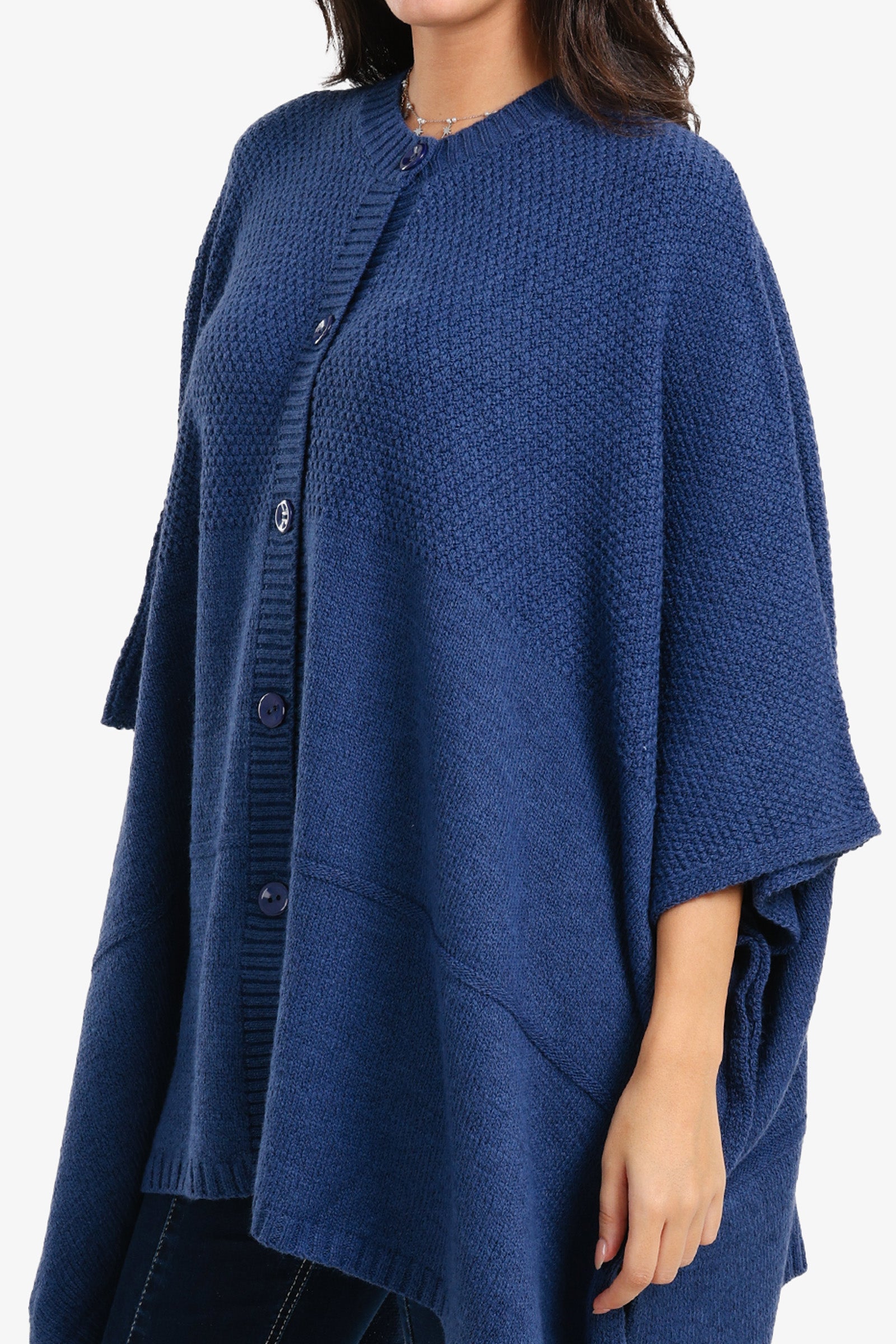 Asymmetrical Buttoned Poncho