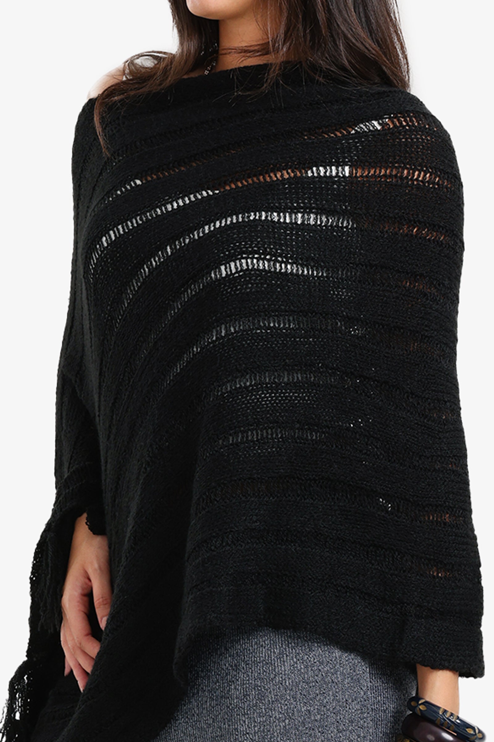 Poncho with Fringe Details