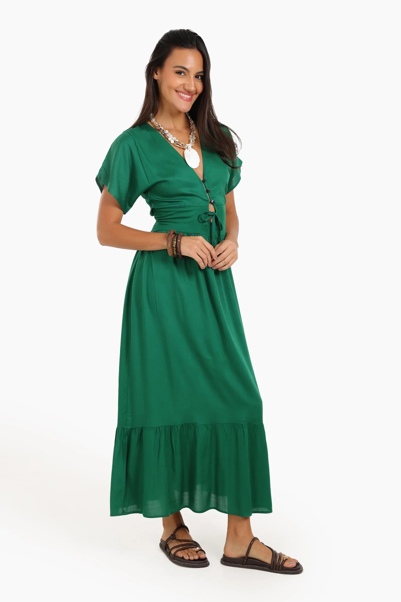 Maxi Dress with Front Drawstring