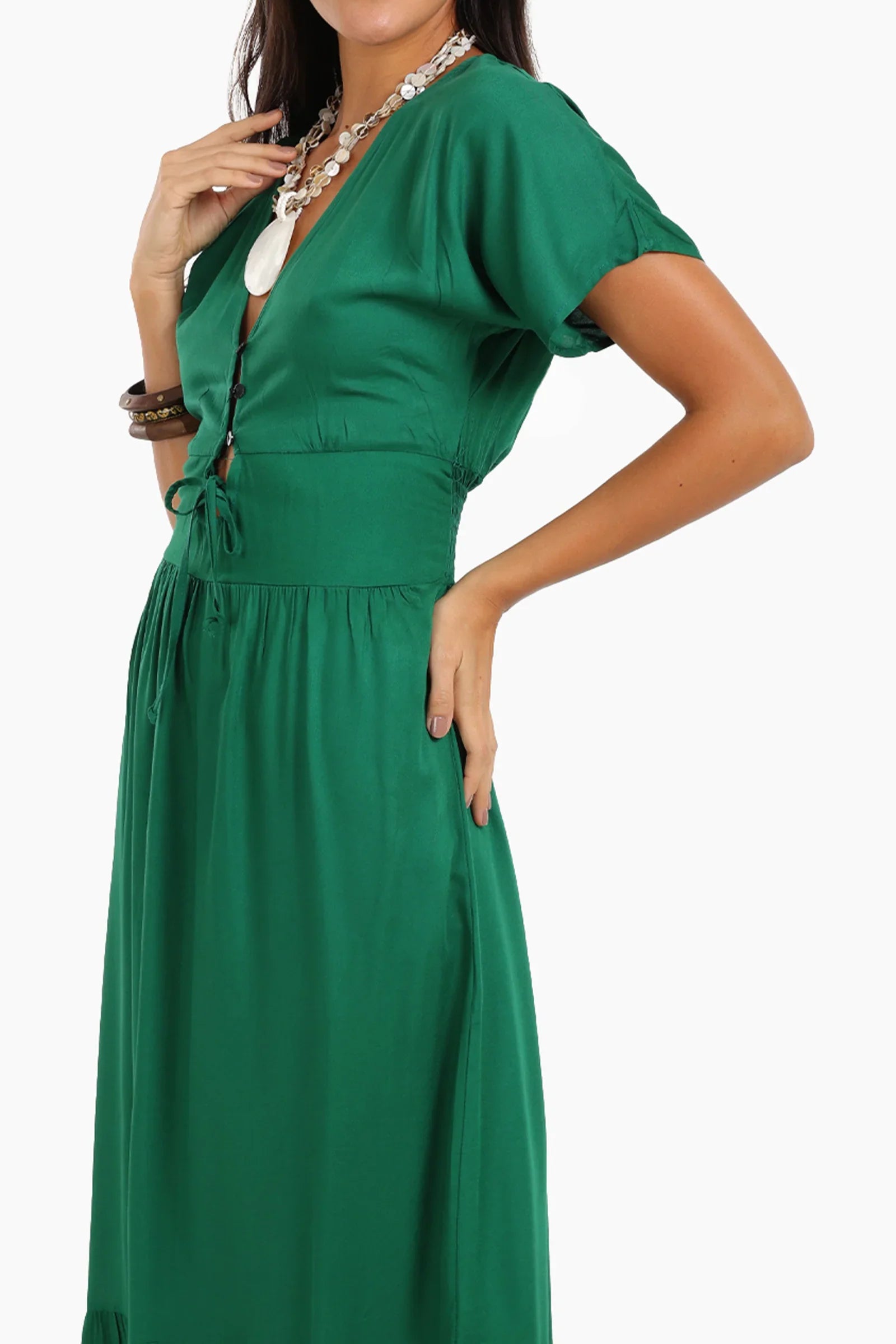 Maxi Dress with Front Drawstring