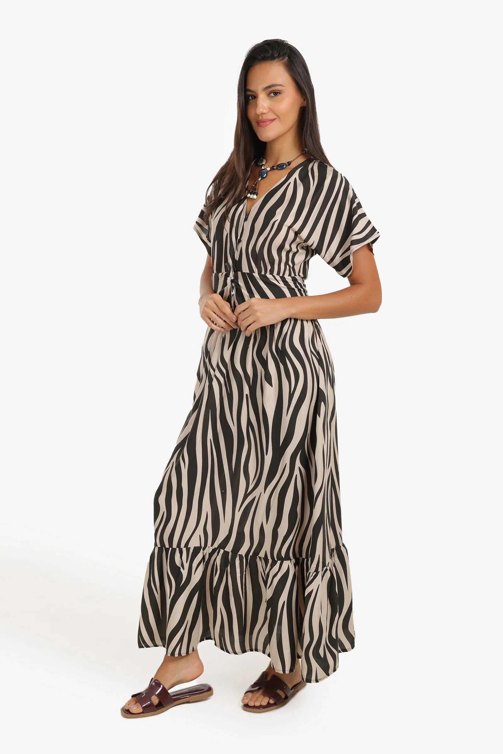 Zebra Print Tiered Dress