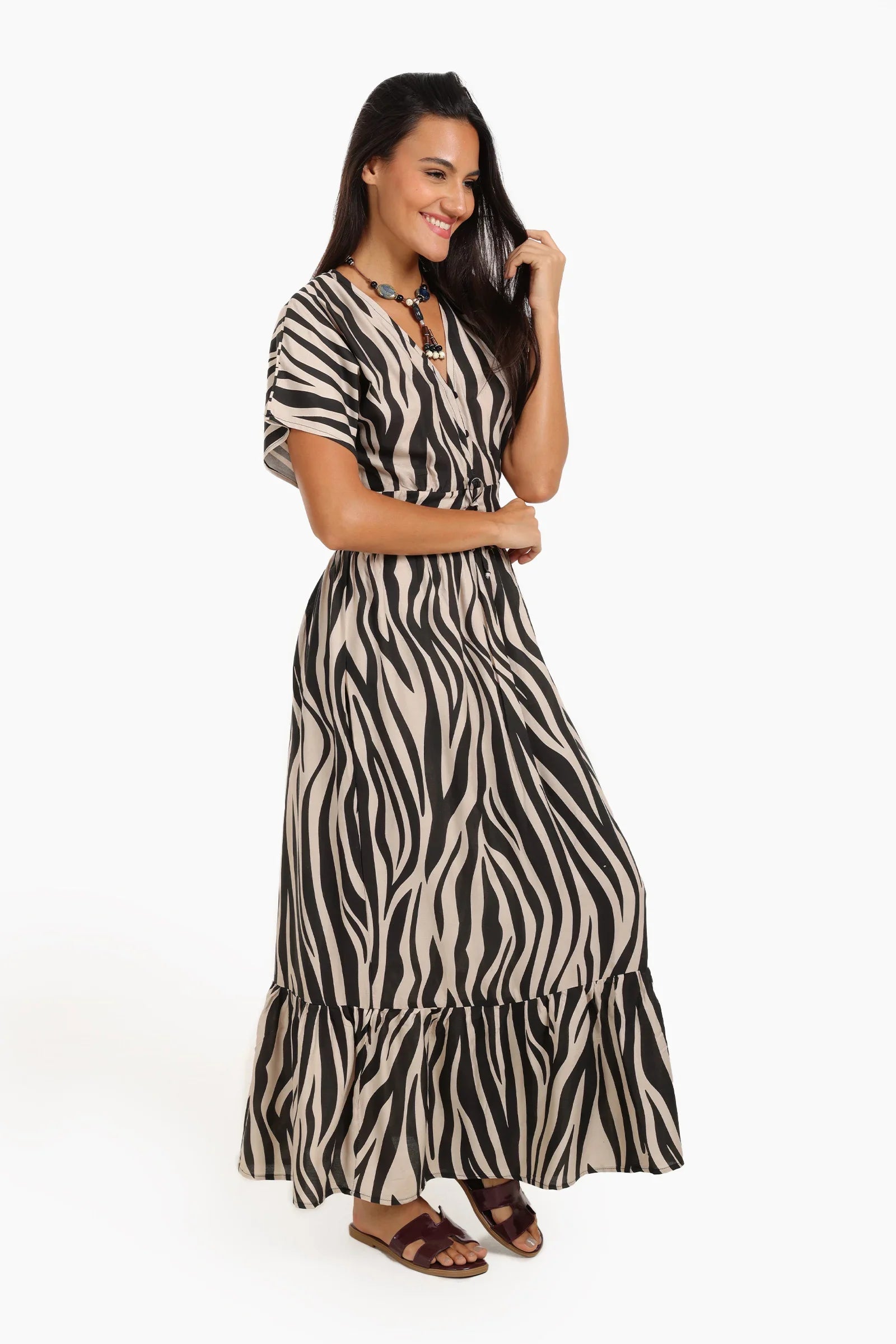 Zebra Print Tiered Dress