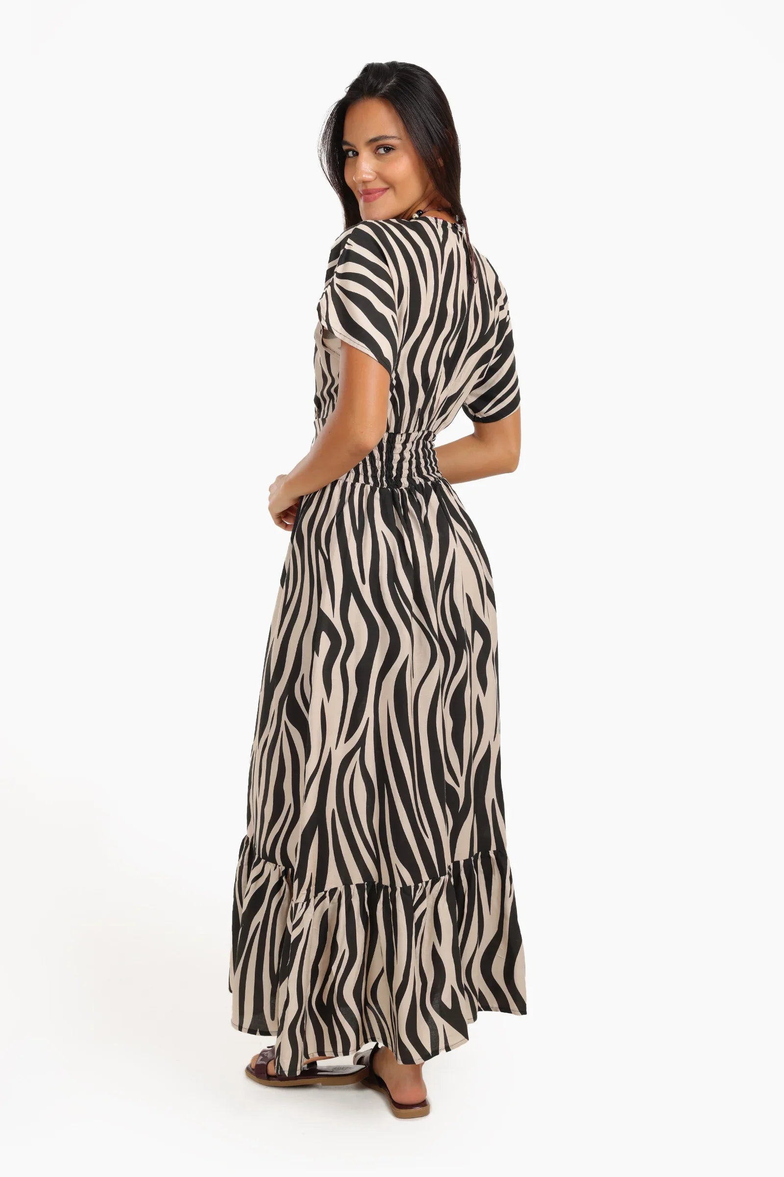 Zebra Print Tiered Dress