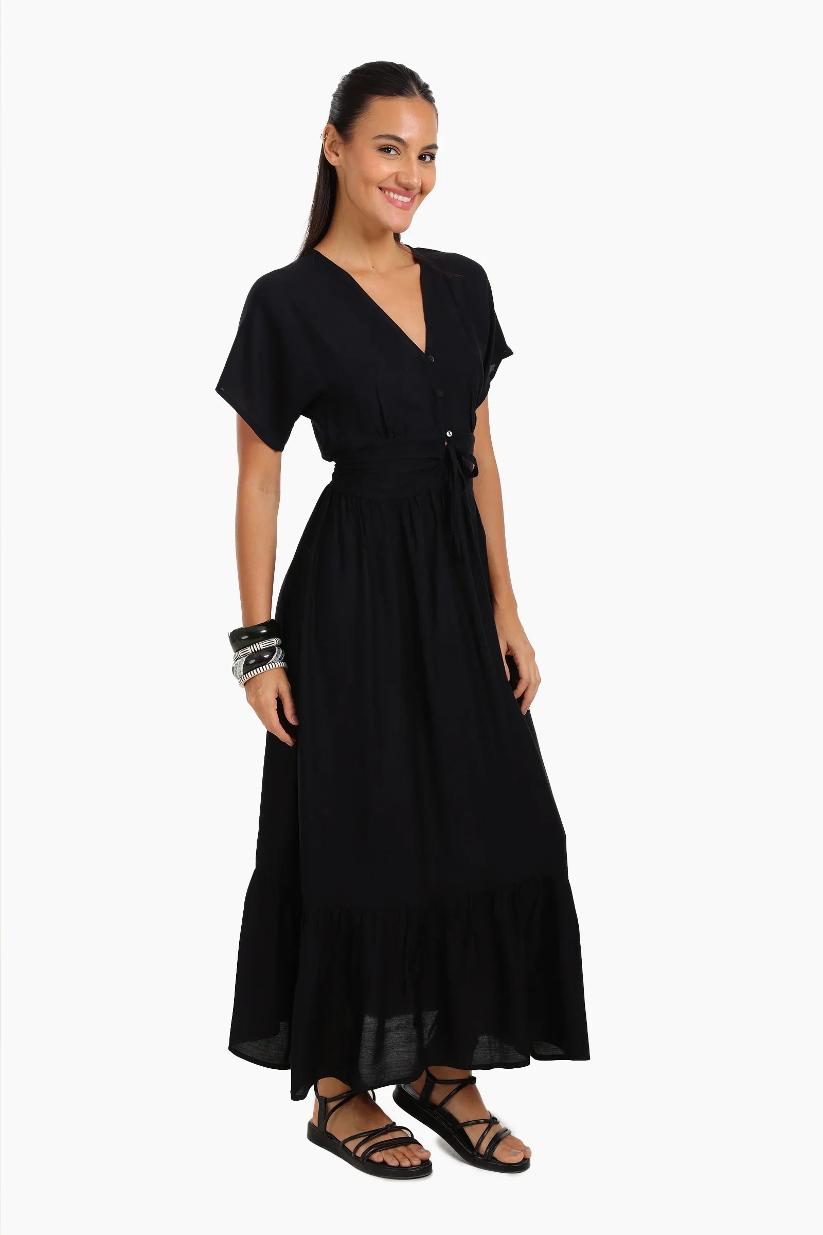 Maxi Dress with Front Drawstring
