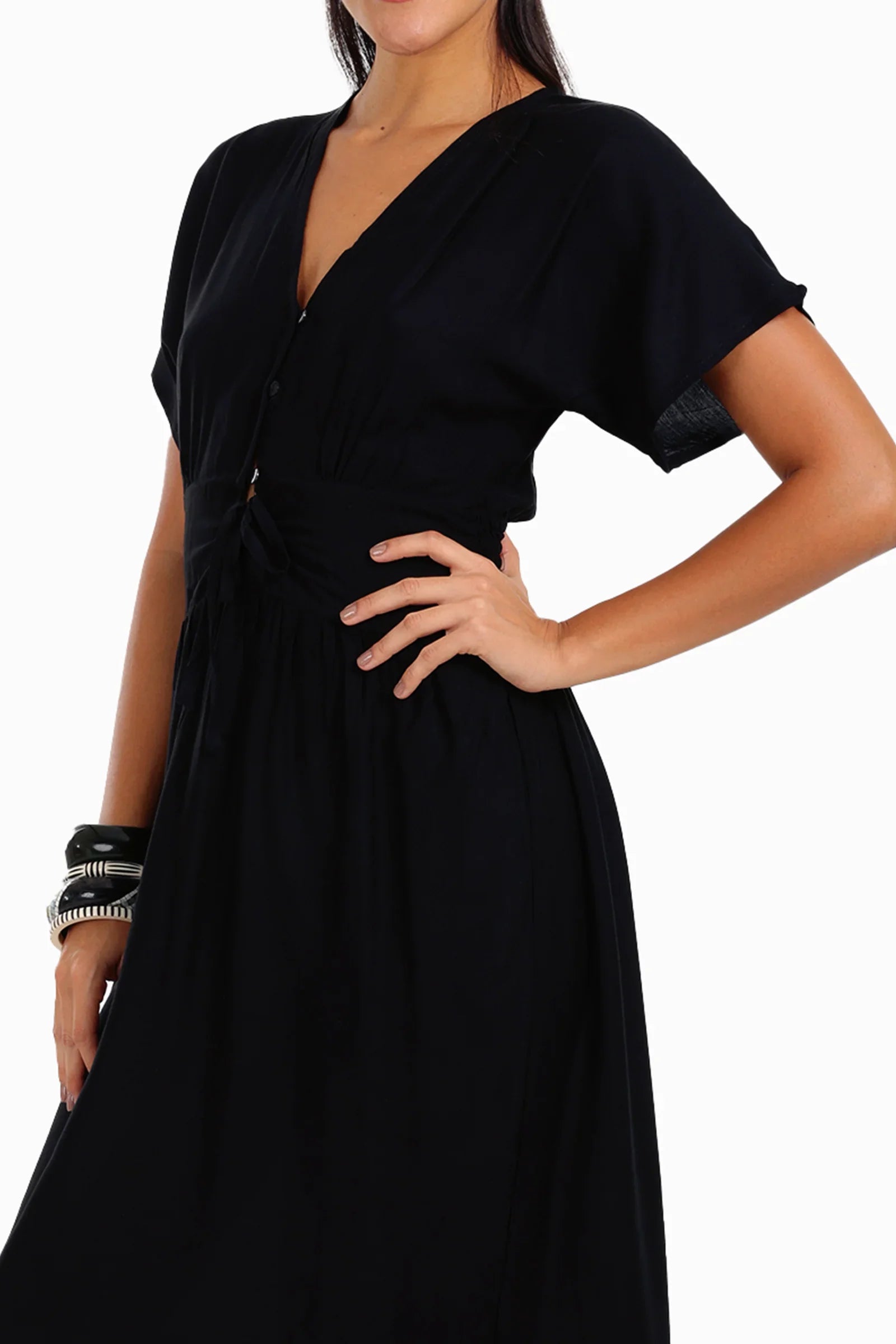 Maxi Dress with Front Drawstring