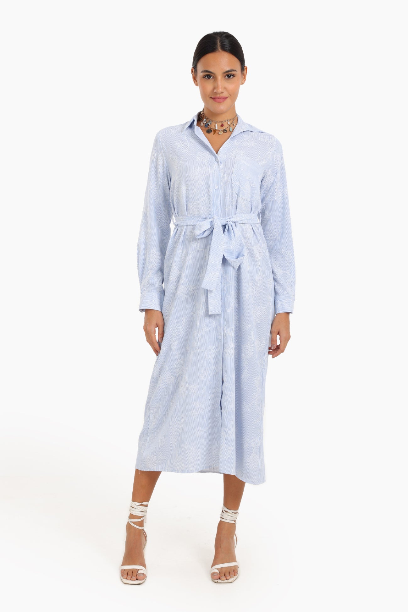 Printed Midi Shirt Dress