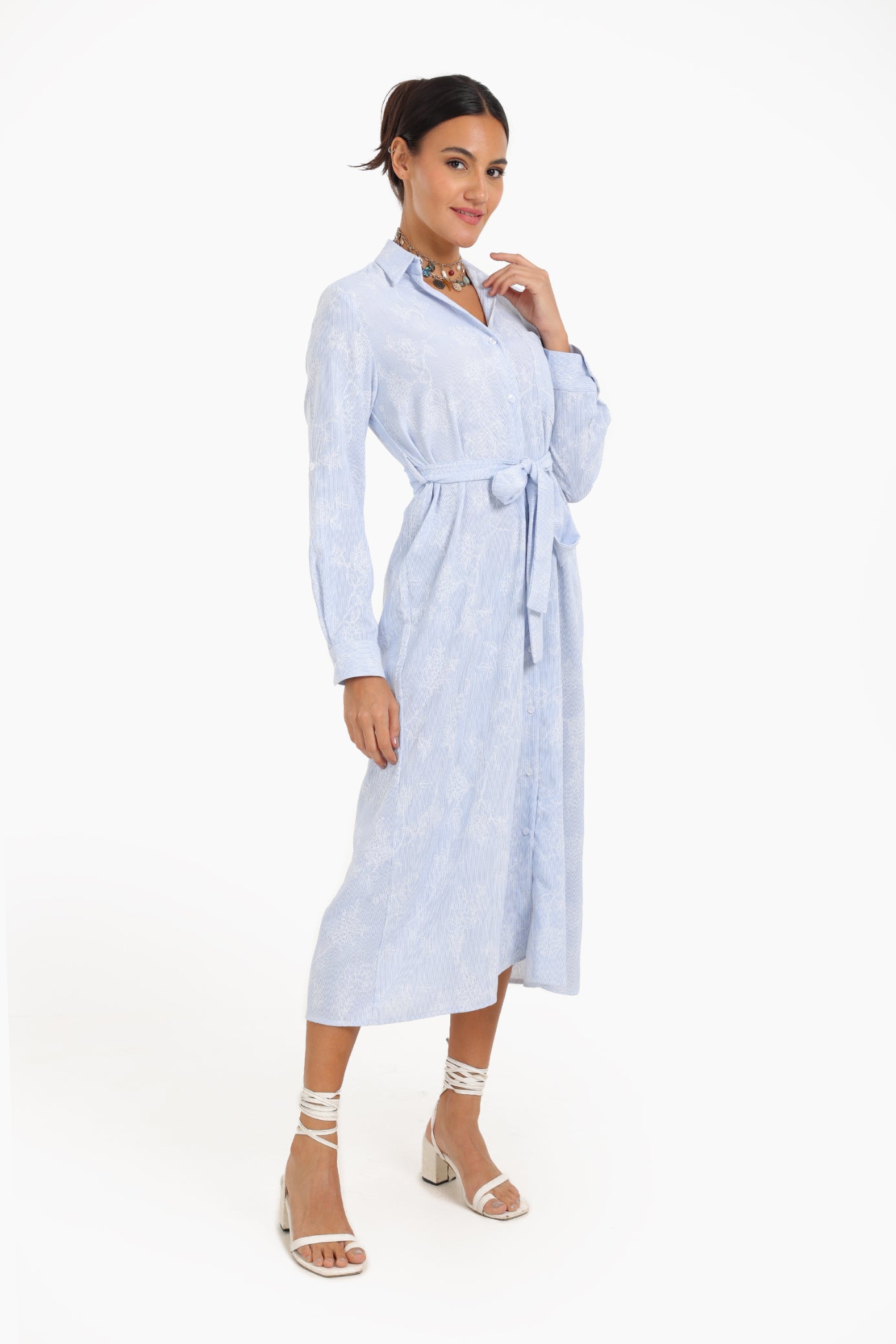 Printed Midi Shirt Dress