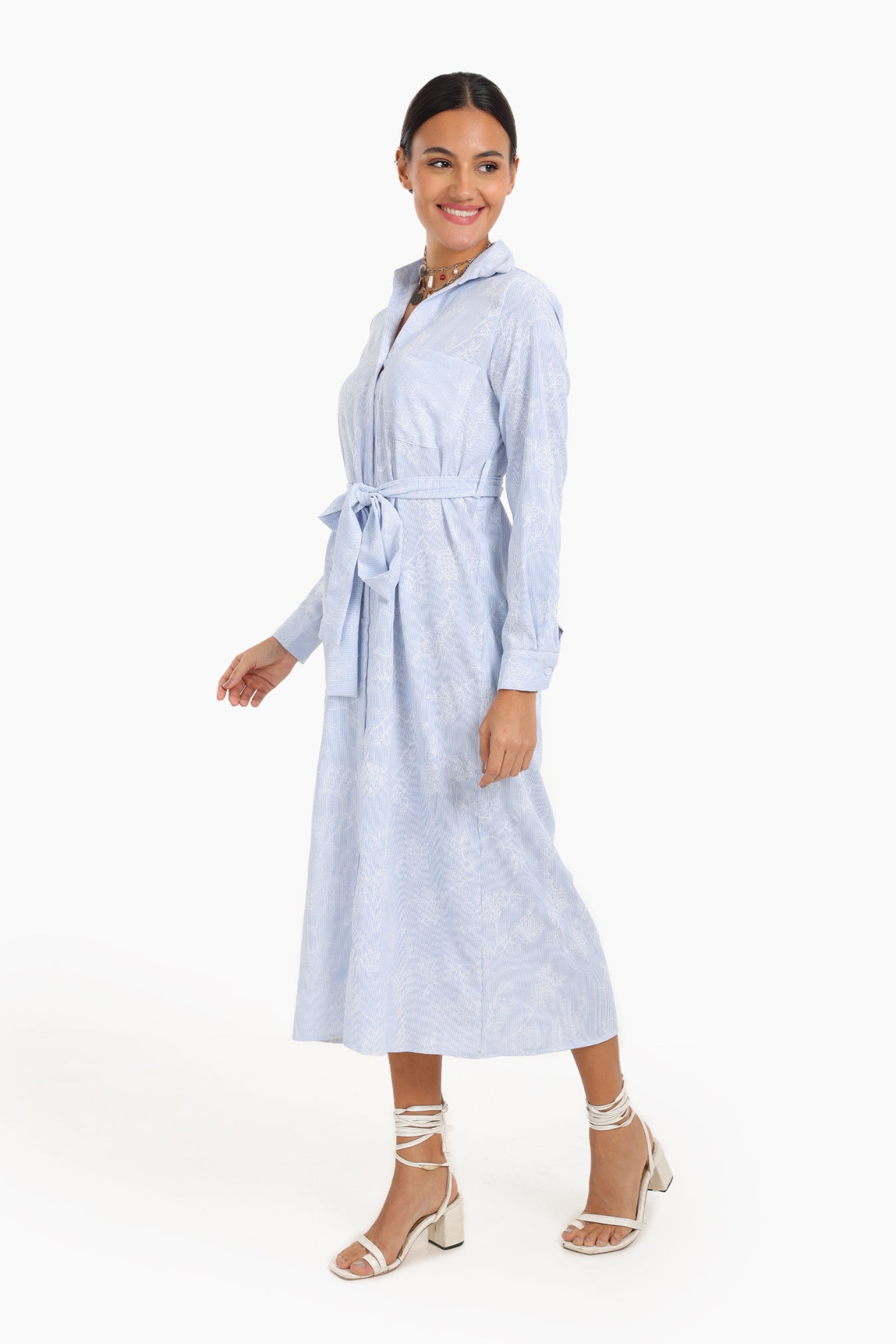 Printed Midi Shirt Dress