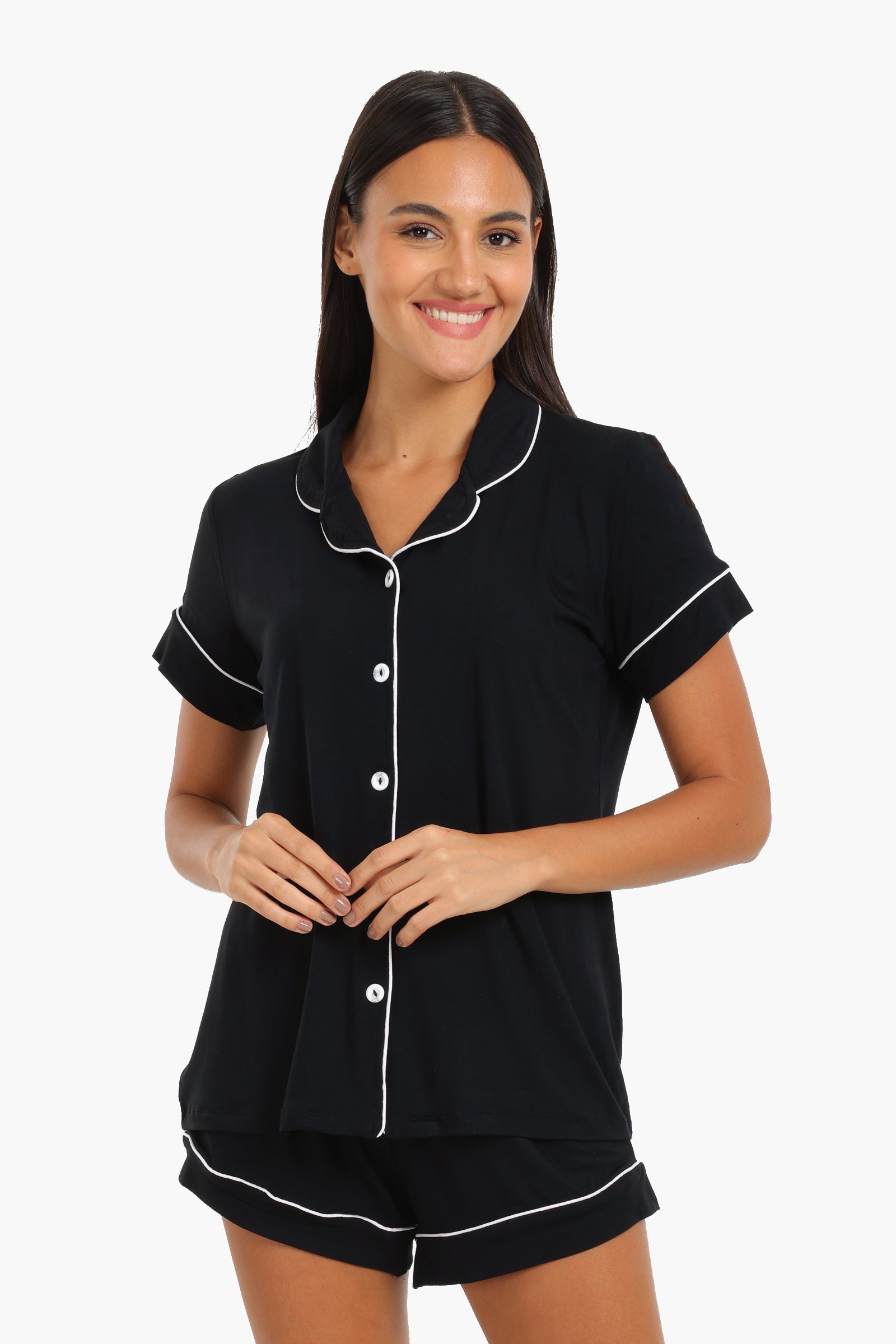 Color Piping Poplin Pyjama Set