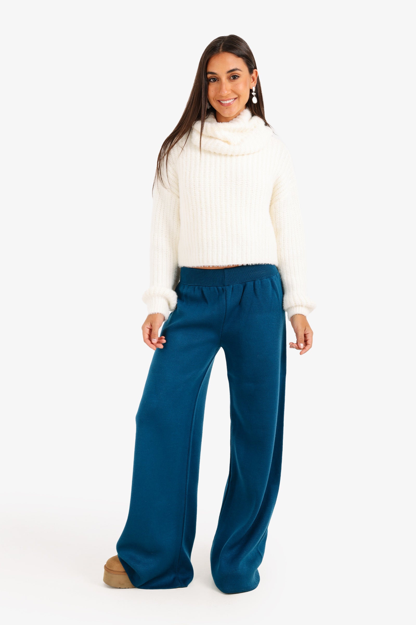 Cropped Cowl Neck Pullover