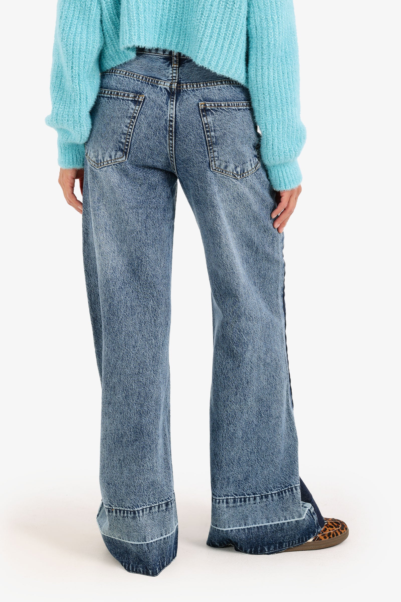 Jeans with Contrasting Panel