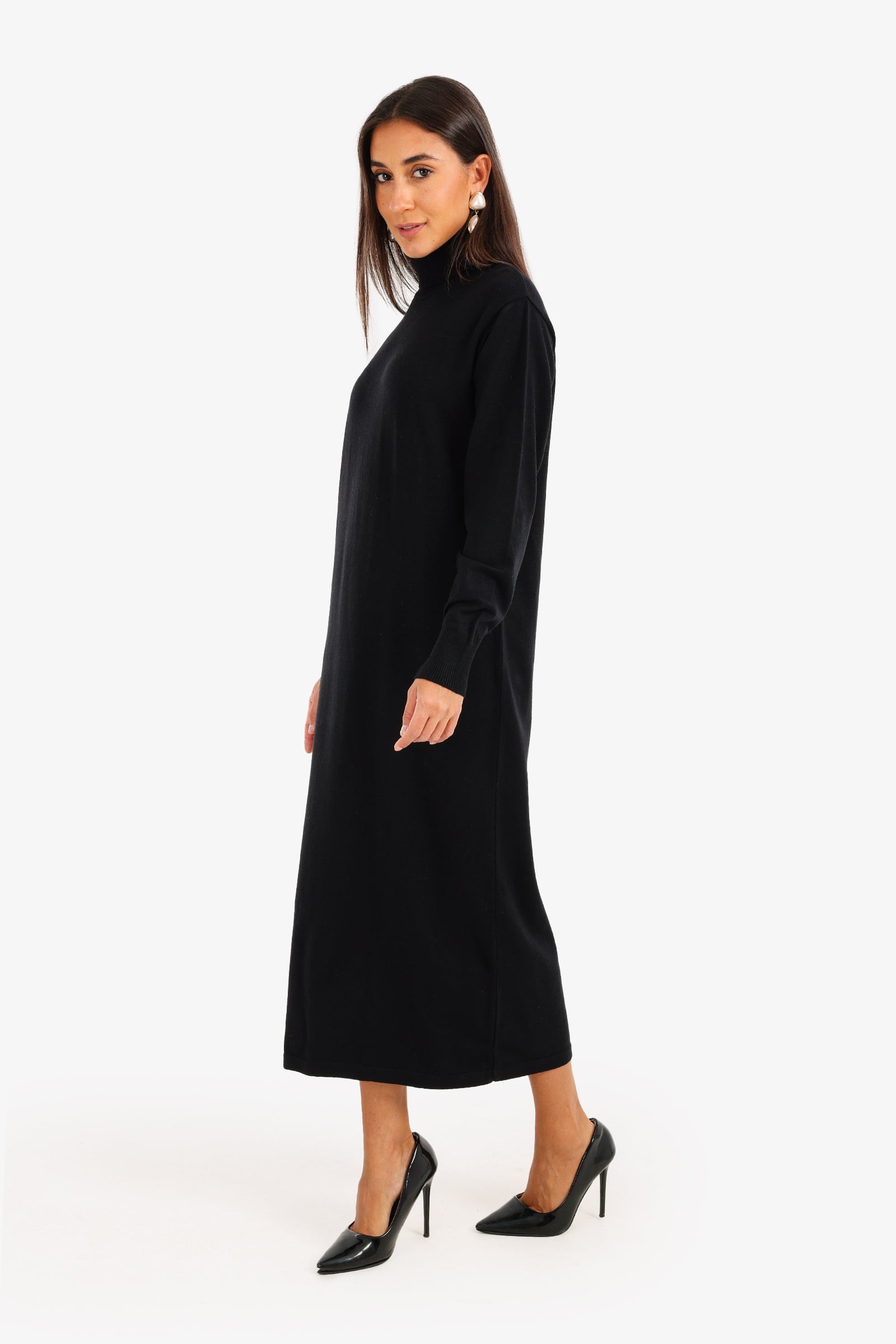 Knit Turtle Neck Midi Dress
