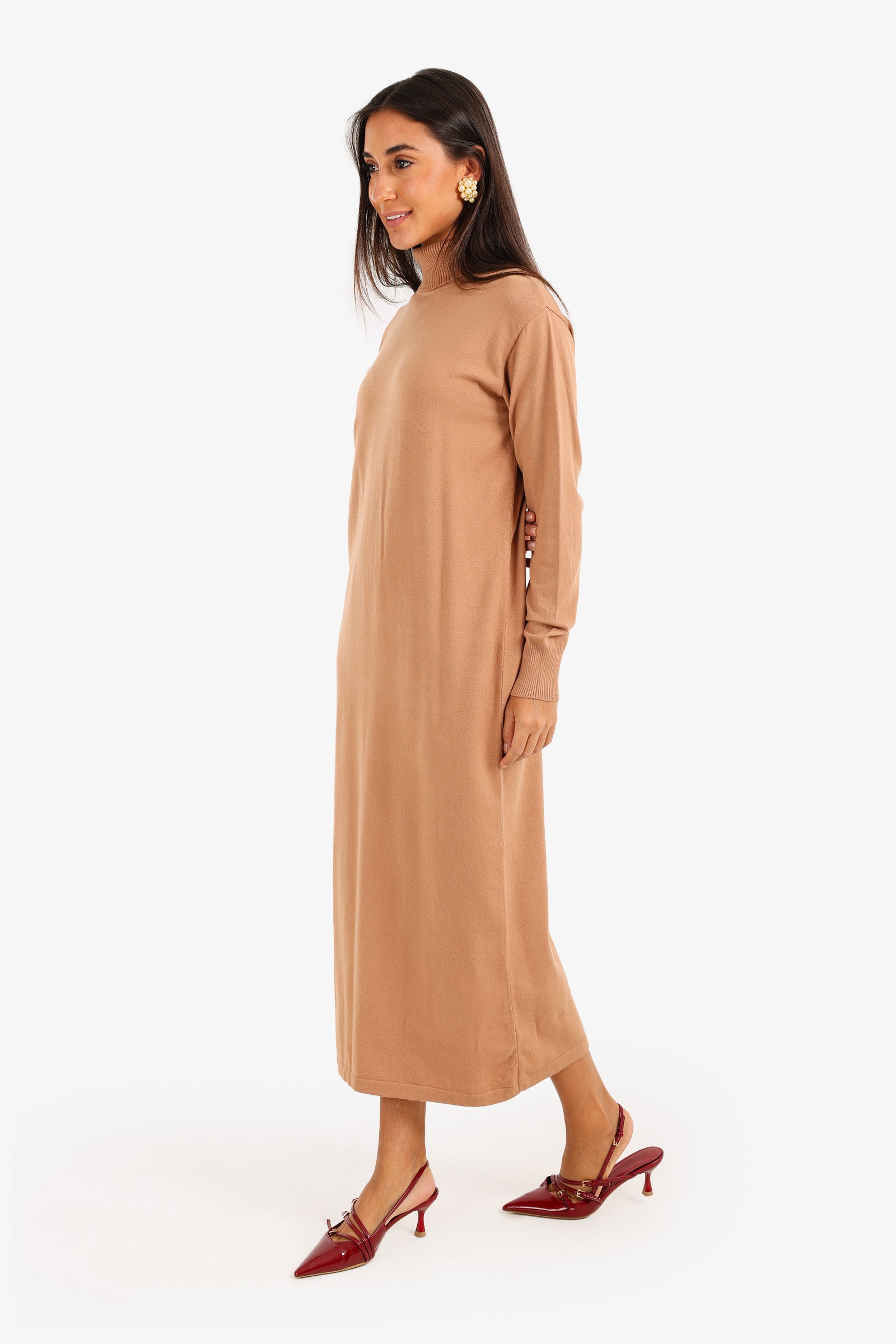 Knit Turtle Neck Midi Dress