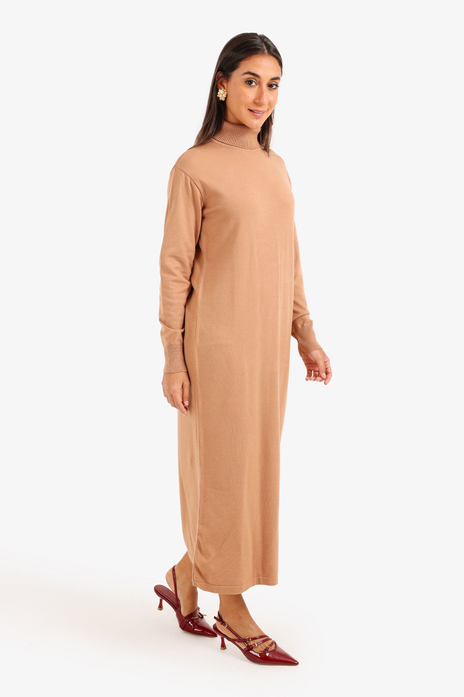 Knit Turtle Neck Midi Dress