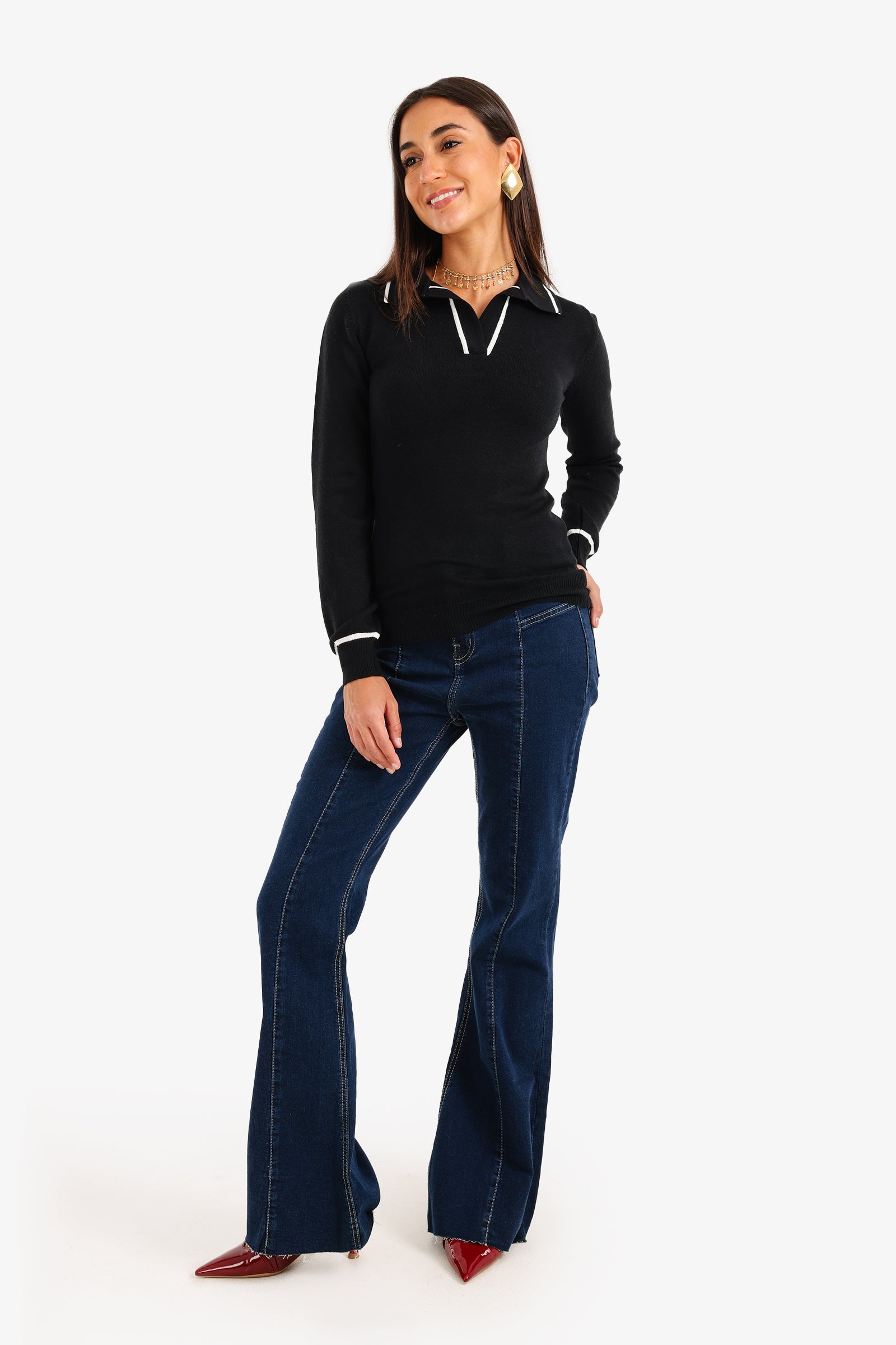 Contrast Panel Knit Pullover
