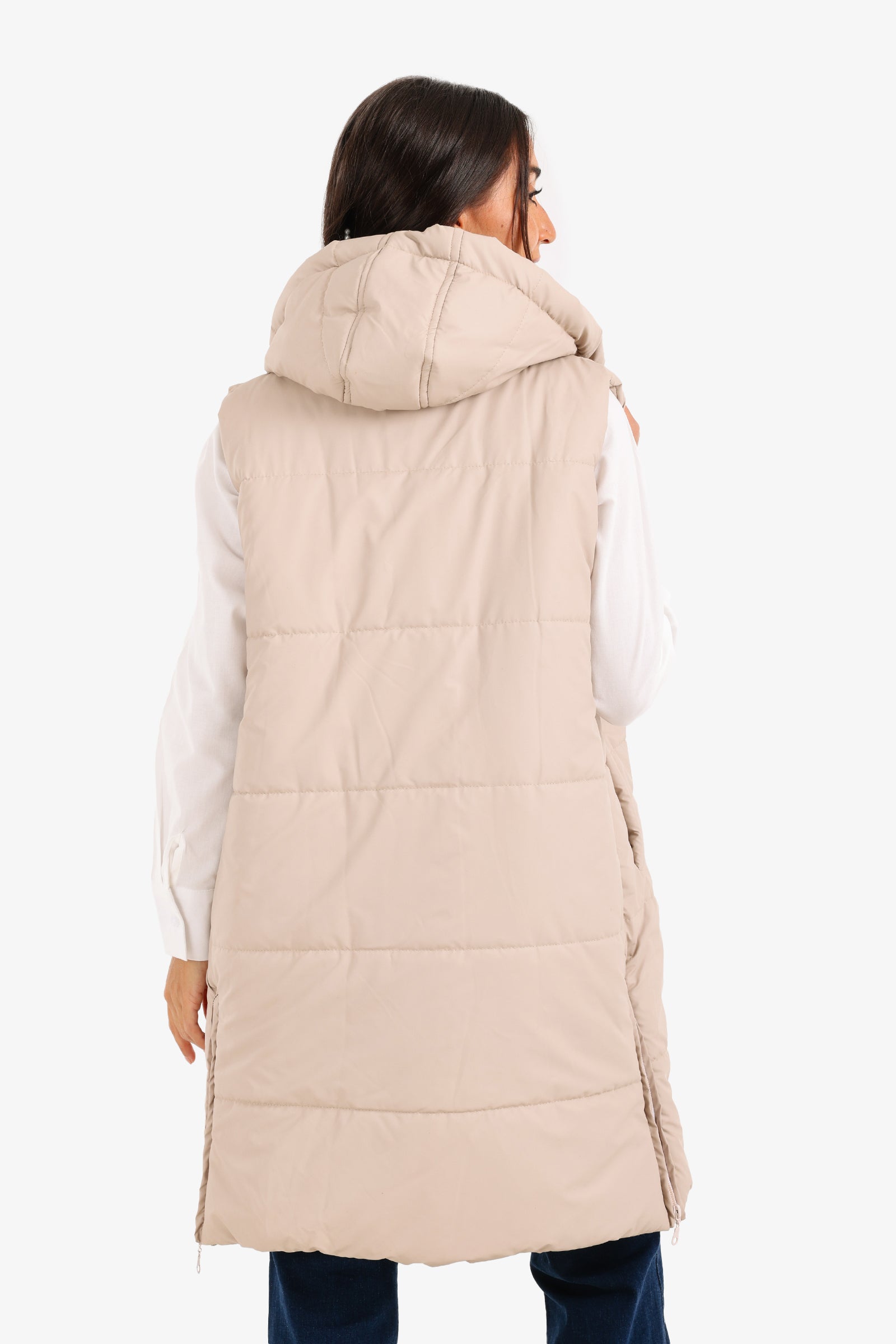 Hooded Long Puffer Vest