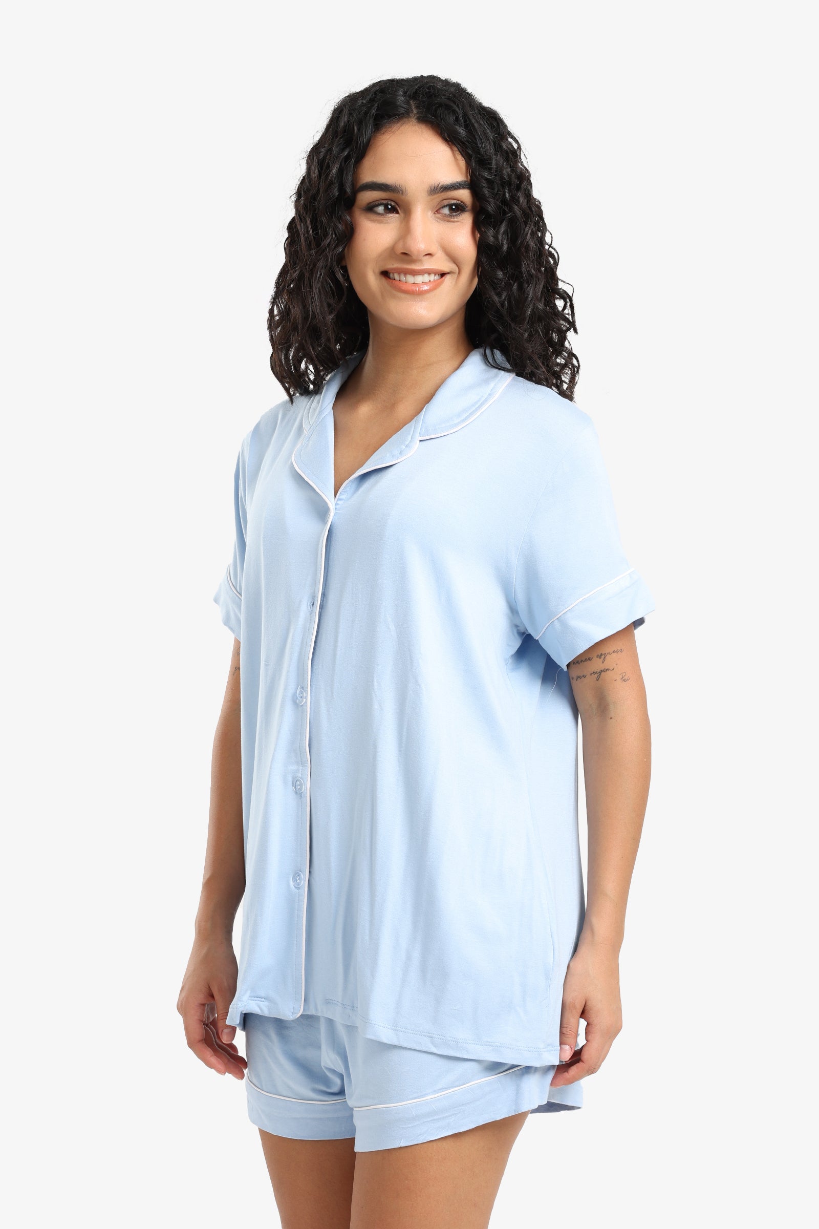 Color Piping Poplin Pyjama Set