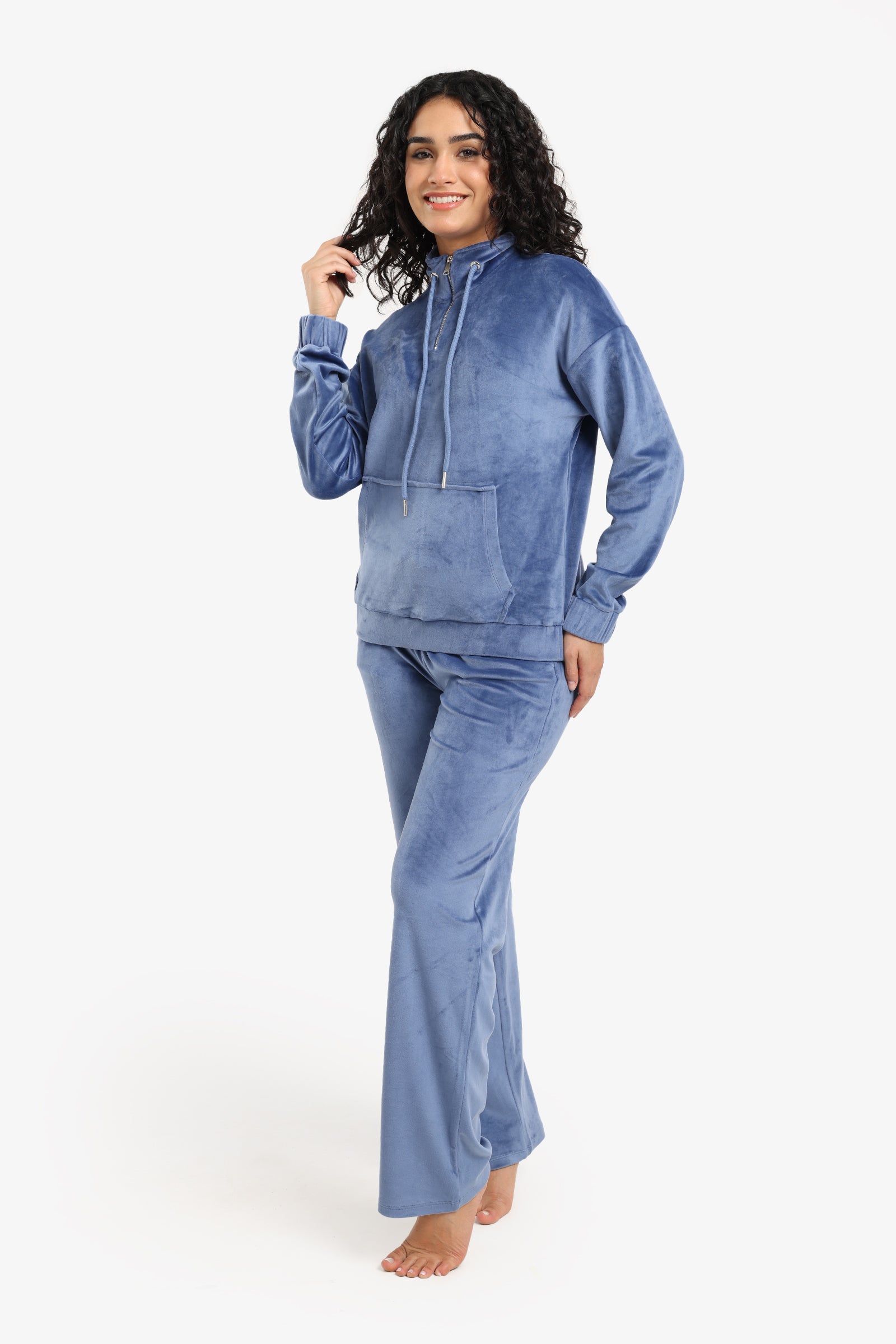 Velvet High Neck Pyjama Set