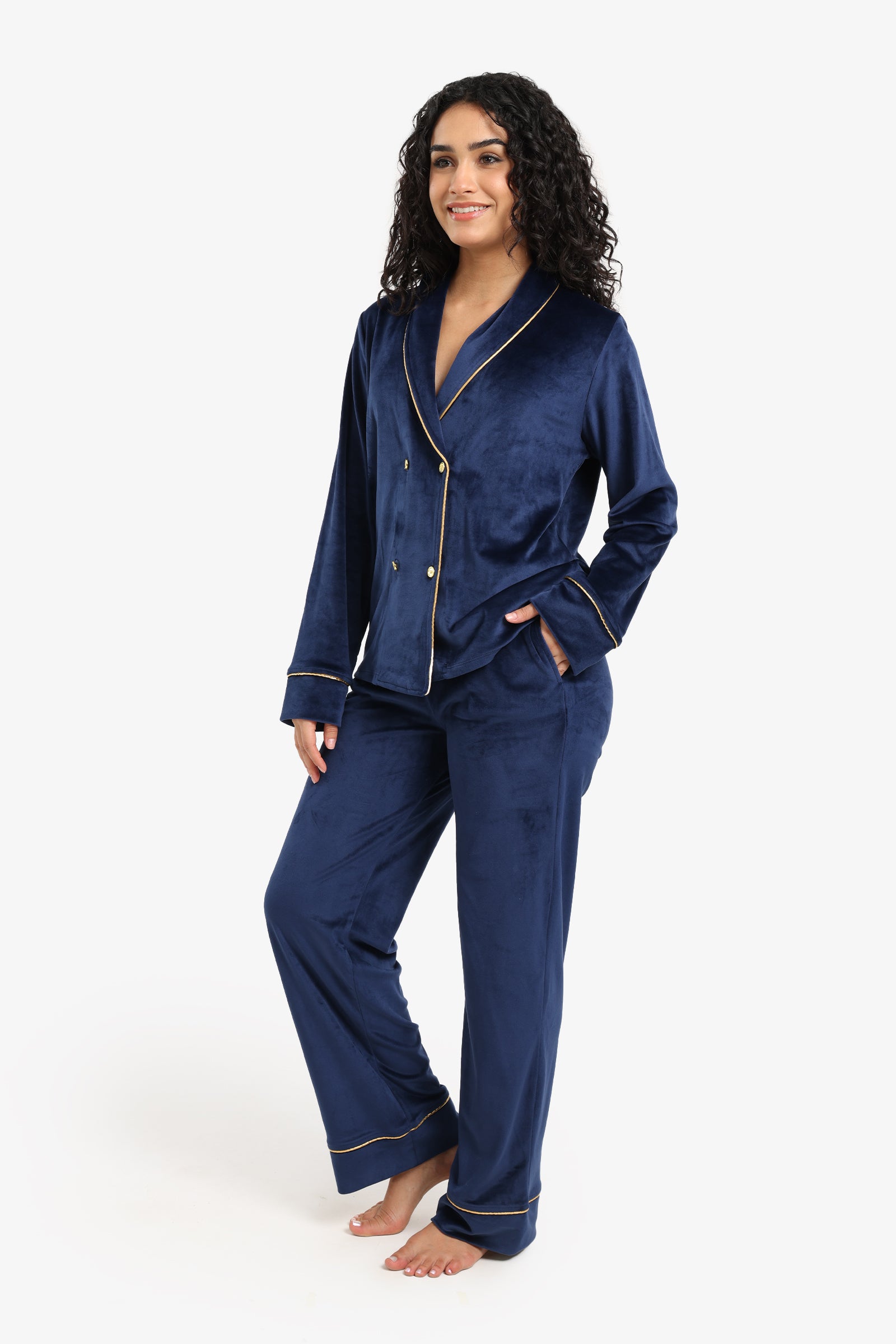 Double-Breasted Velvet Pyjama Set