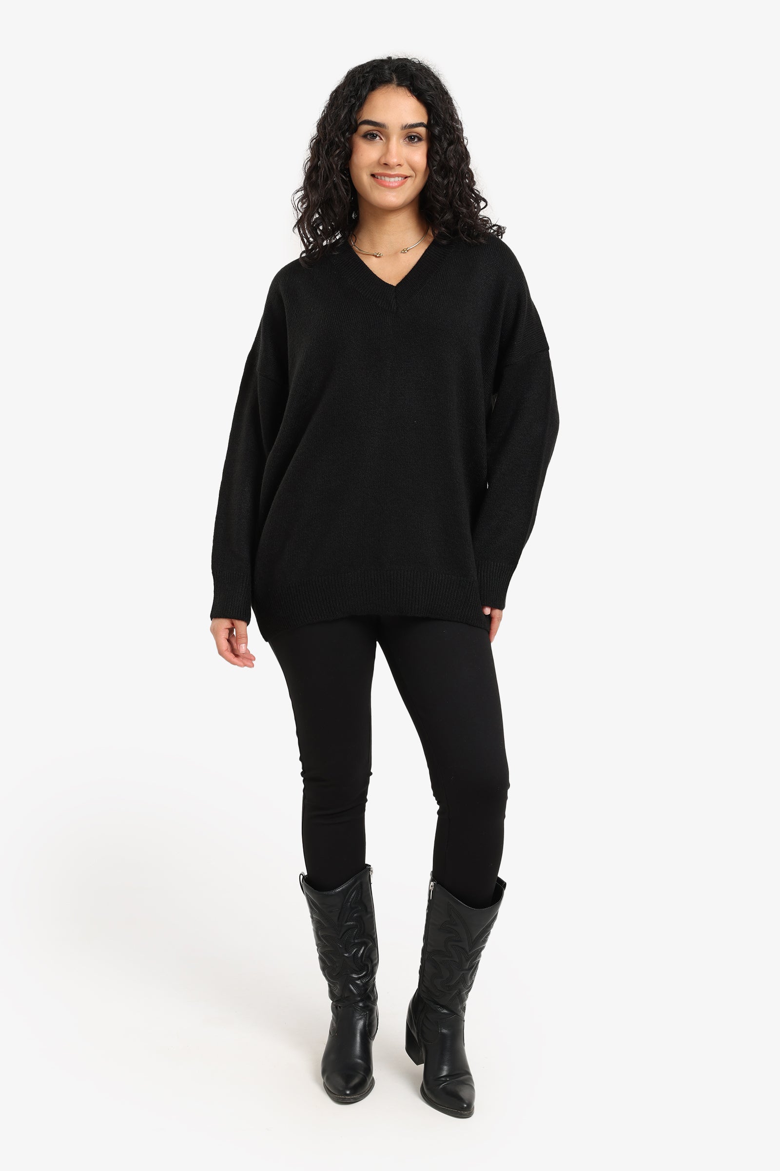 Knitted Ribbed Trim Pullover