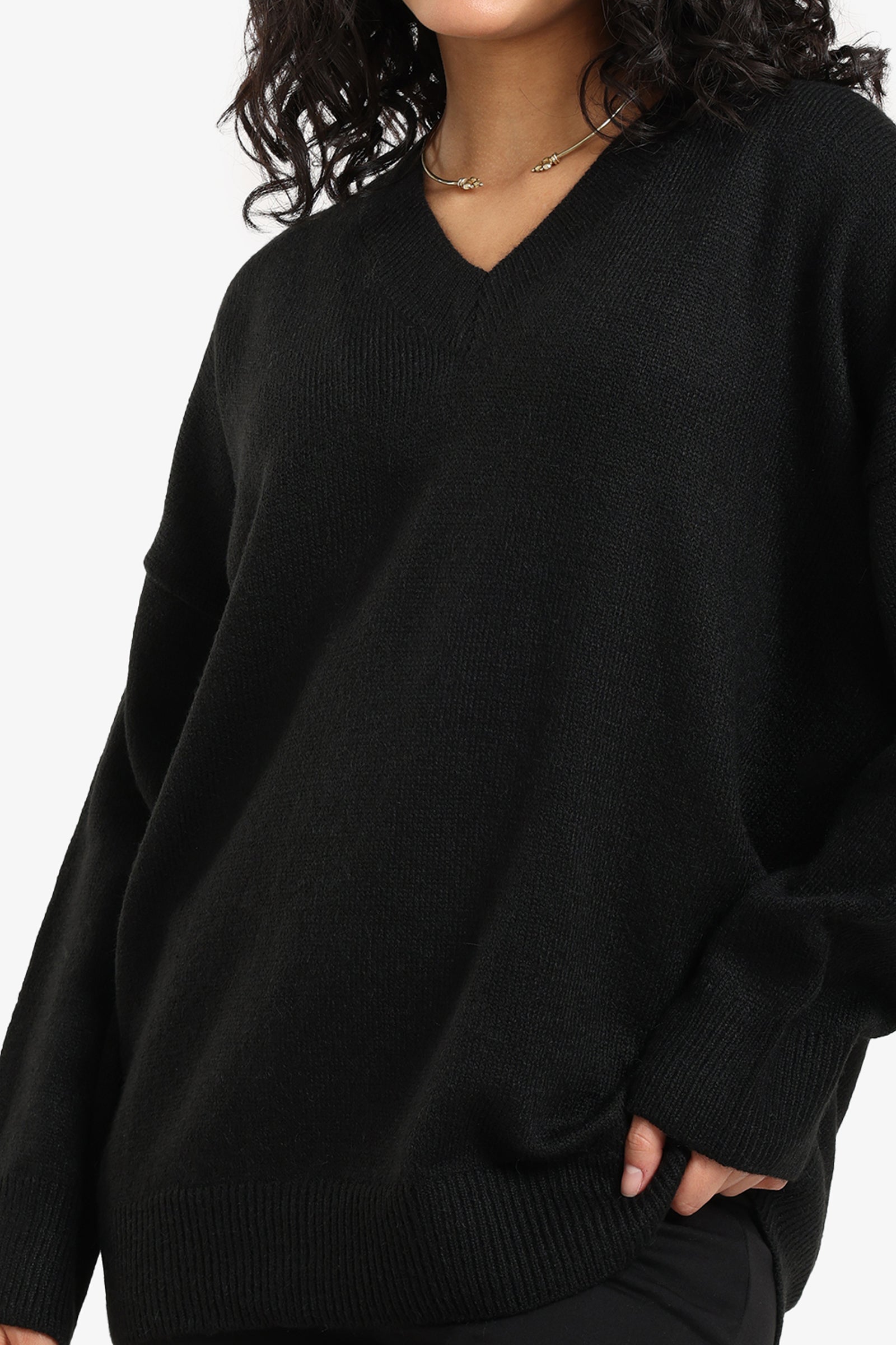 Knitted Ribbed Trim Pullover