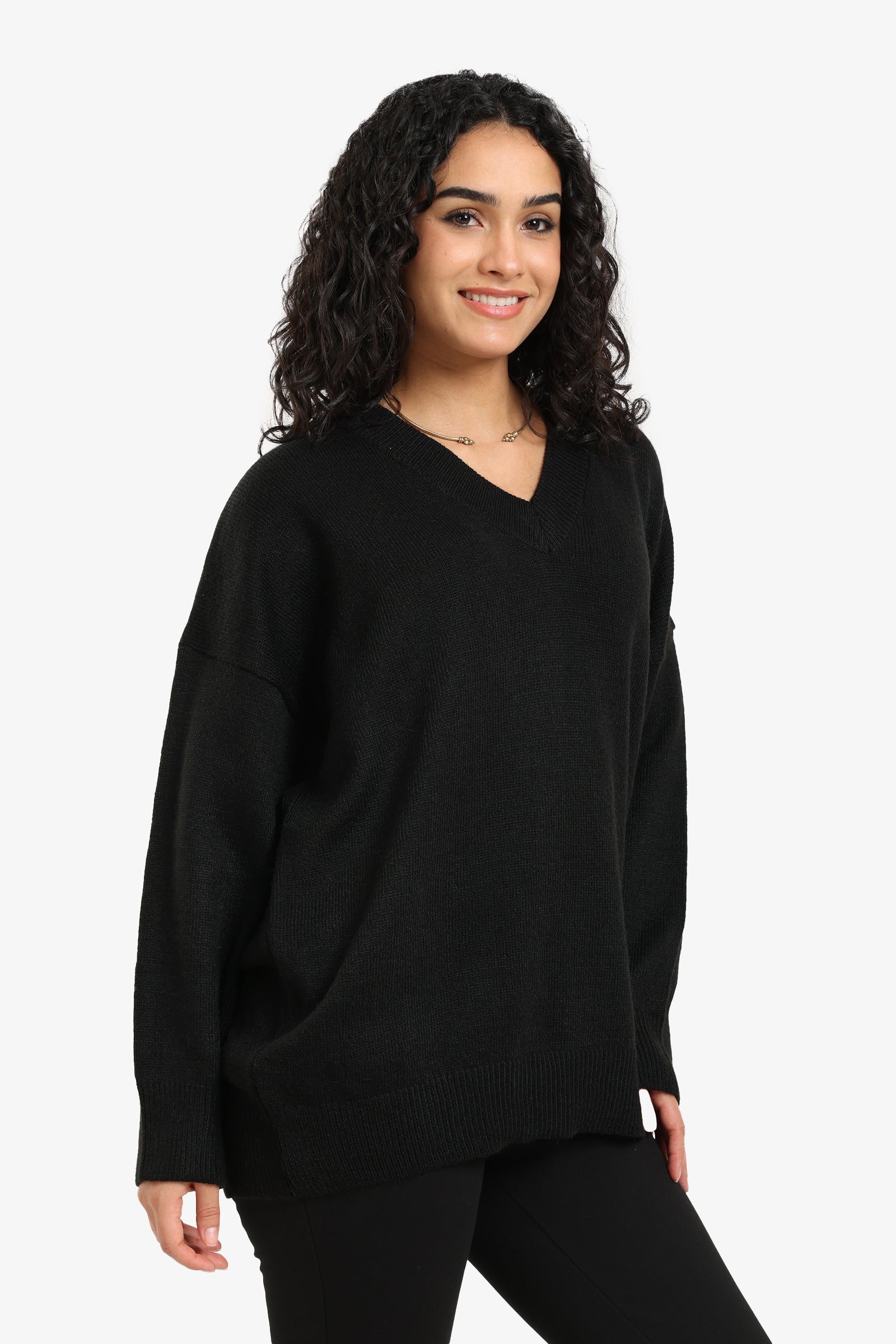 Knitted Ribbed Trim Pullover