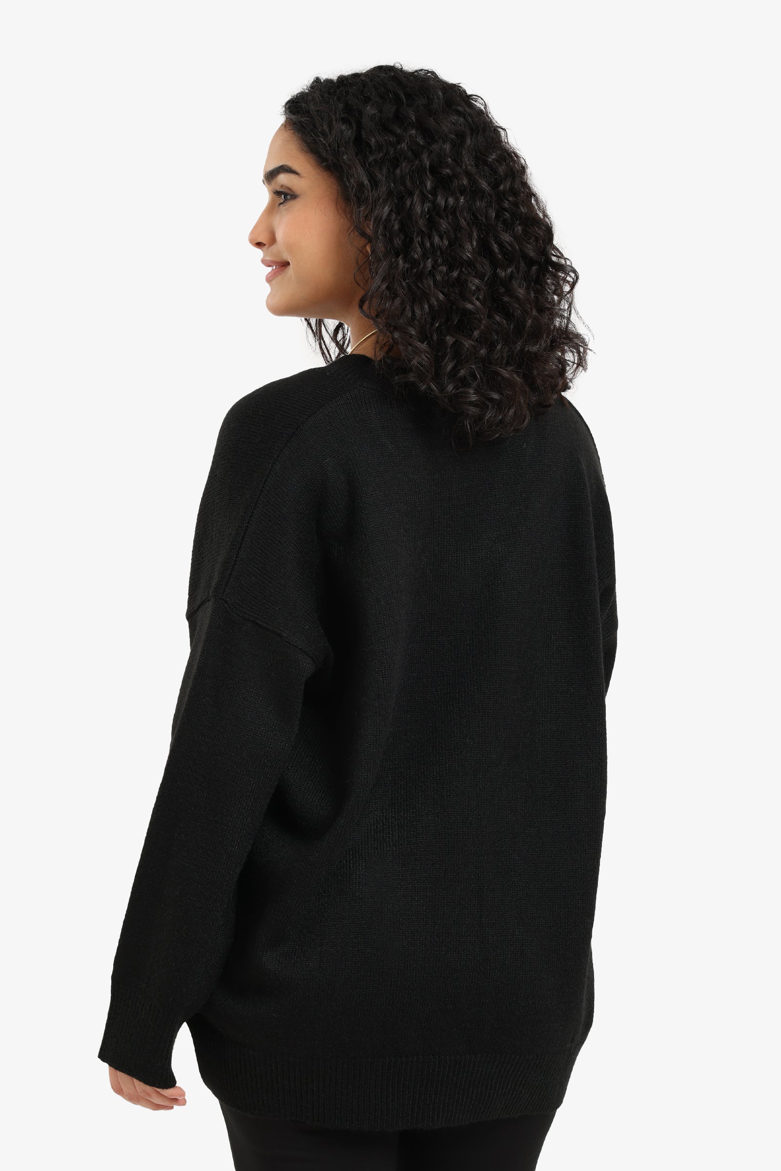 Knitted Ribbed Trim Pullover