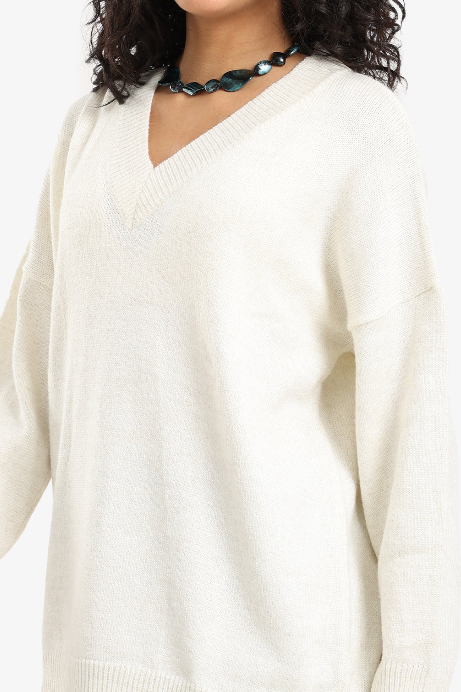 Knitted Ribbed Trim Pullover