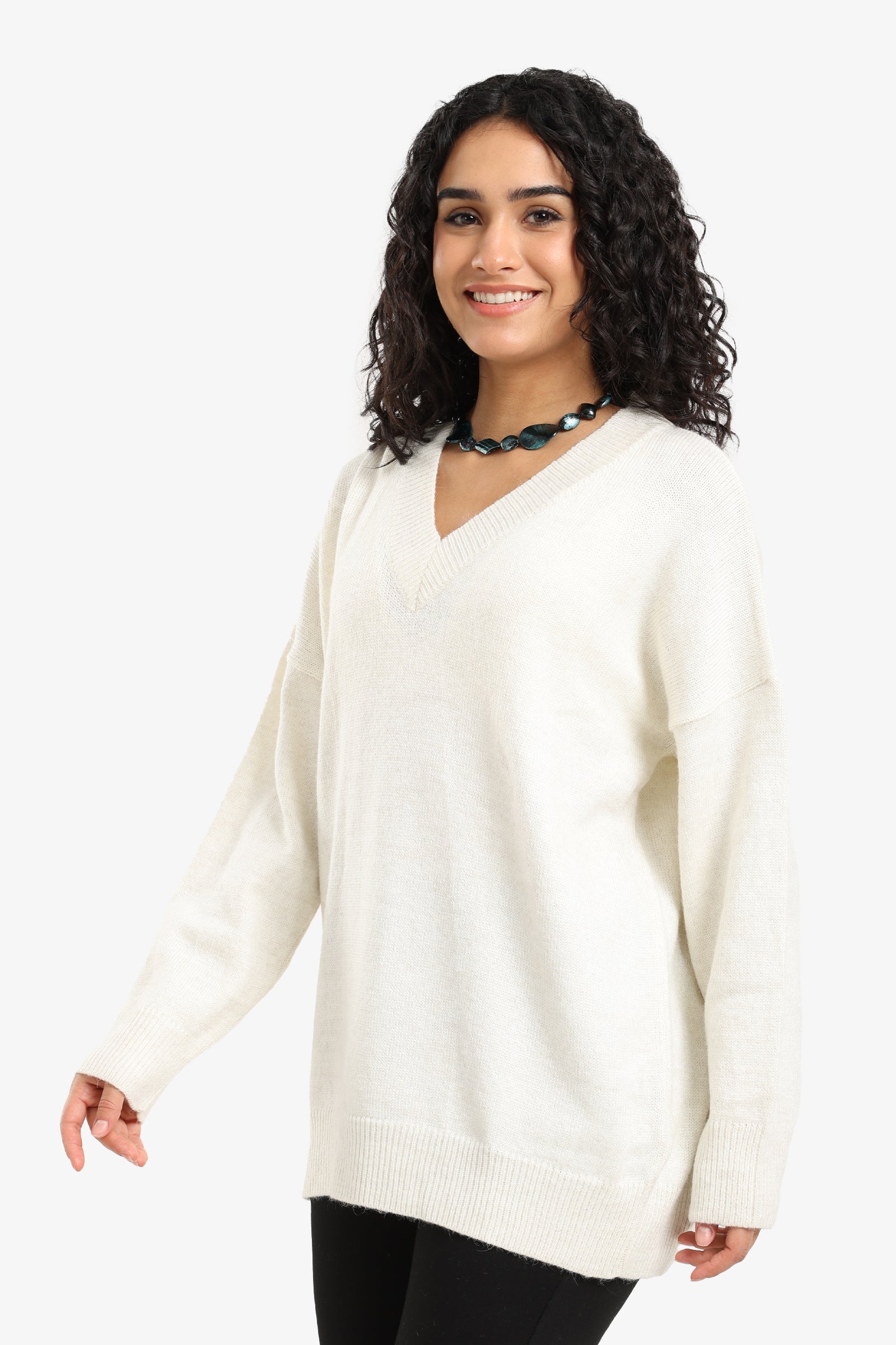 Knitted Ribbed Trim Pullover