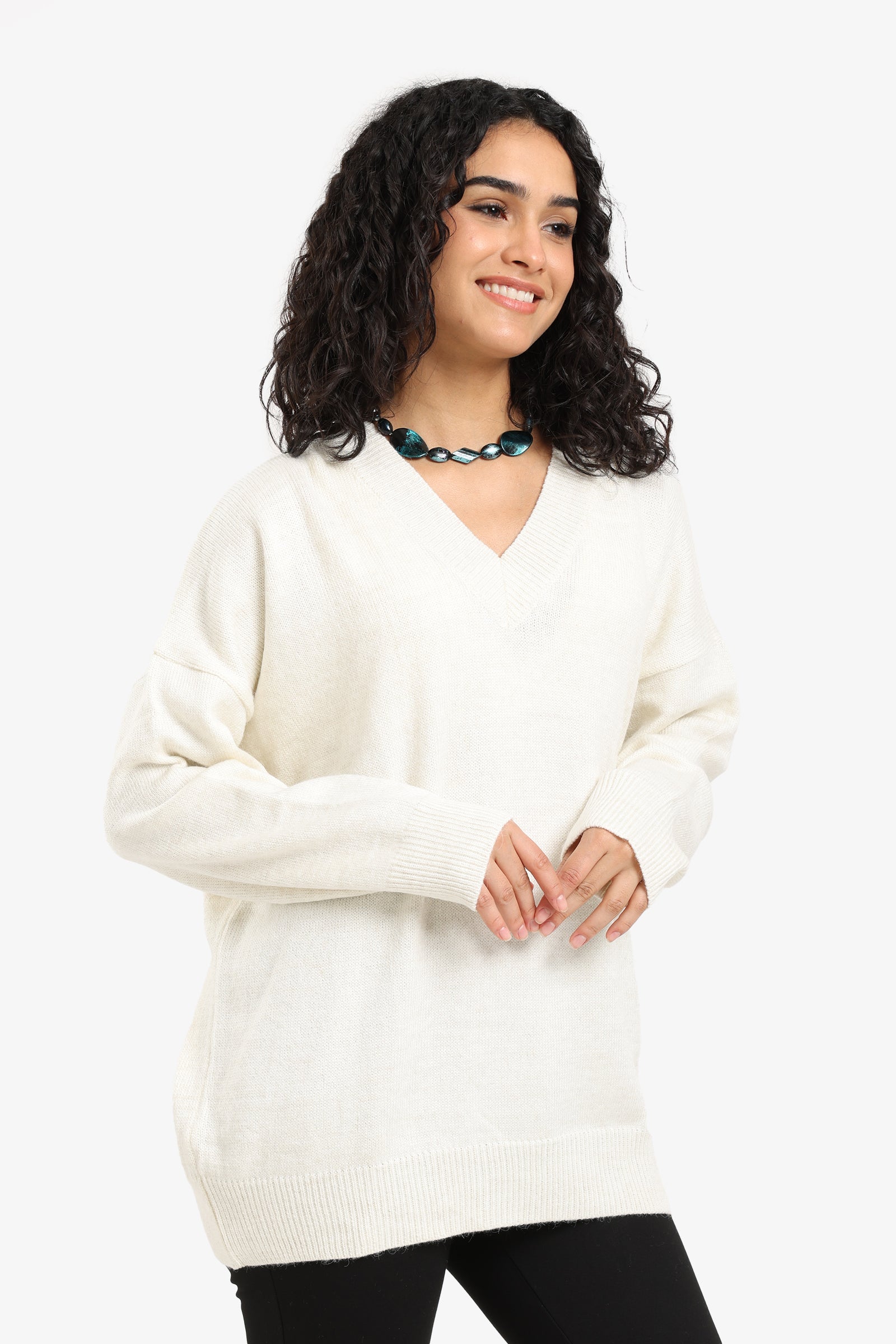 Knitted Ribbed Trim Pullover