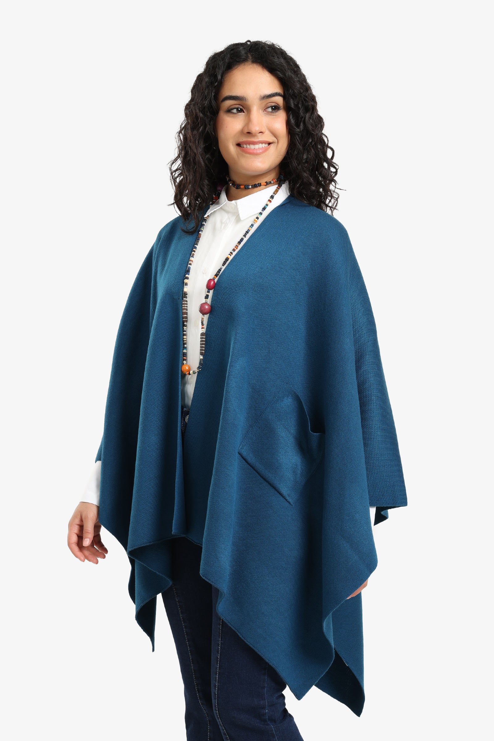 Knitted Poncho with Pockets