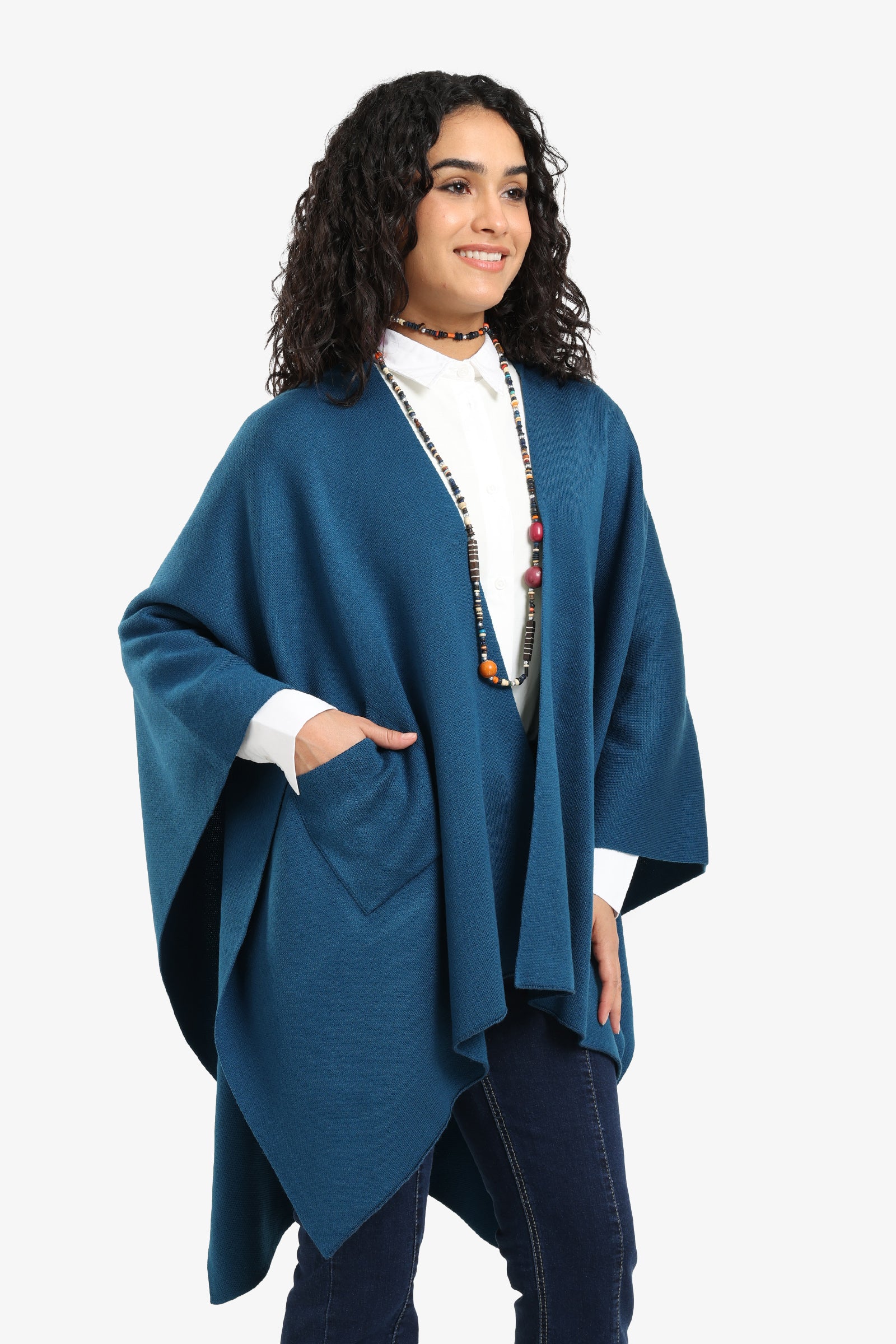 Knitted Poncho with Pockets