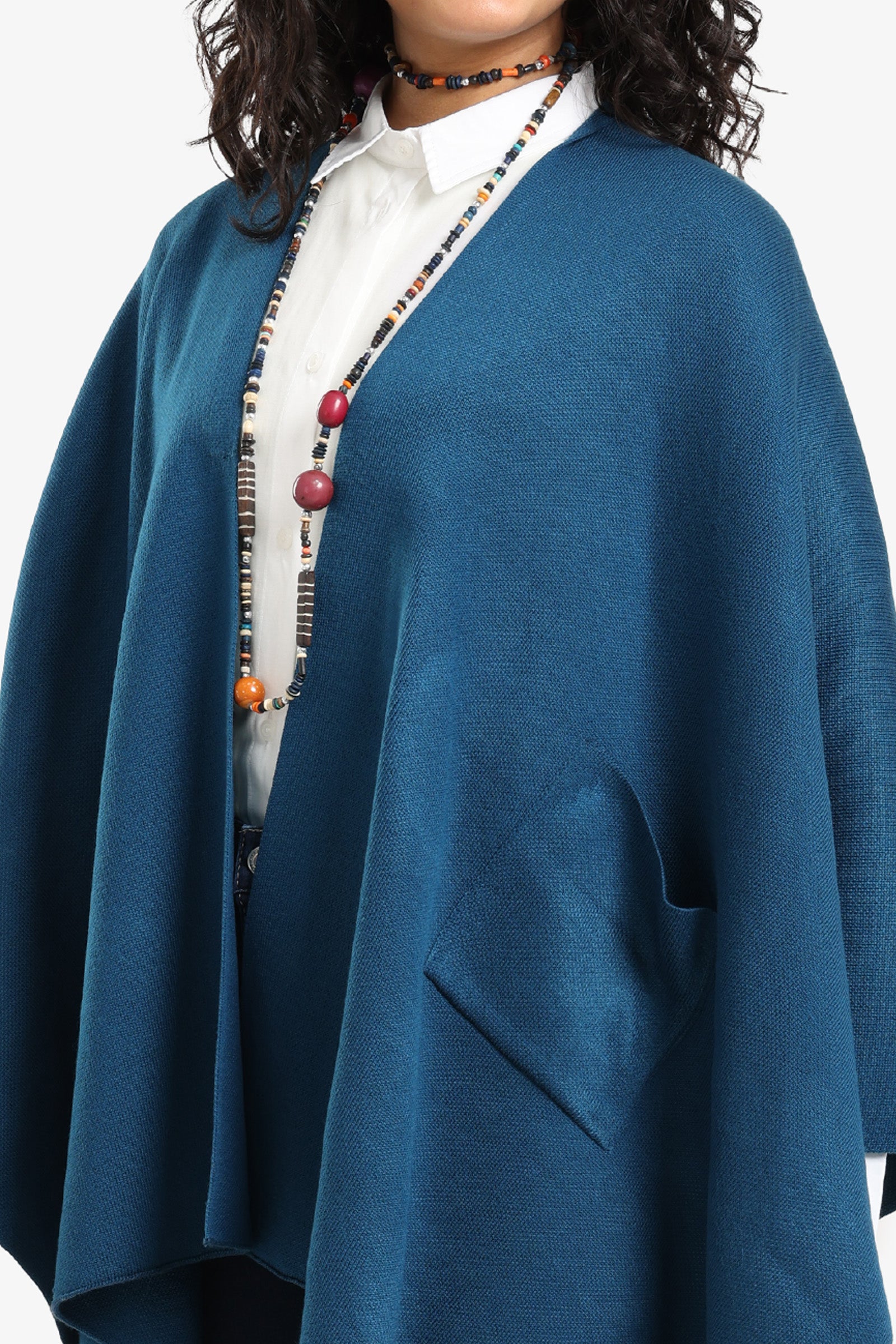 Knitted Poncho with Pockets