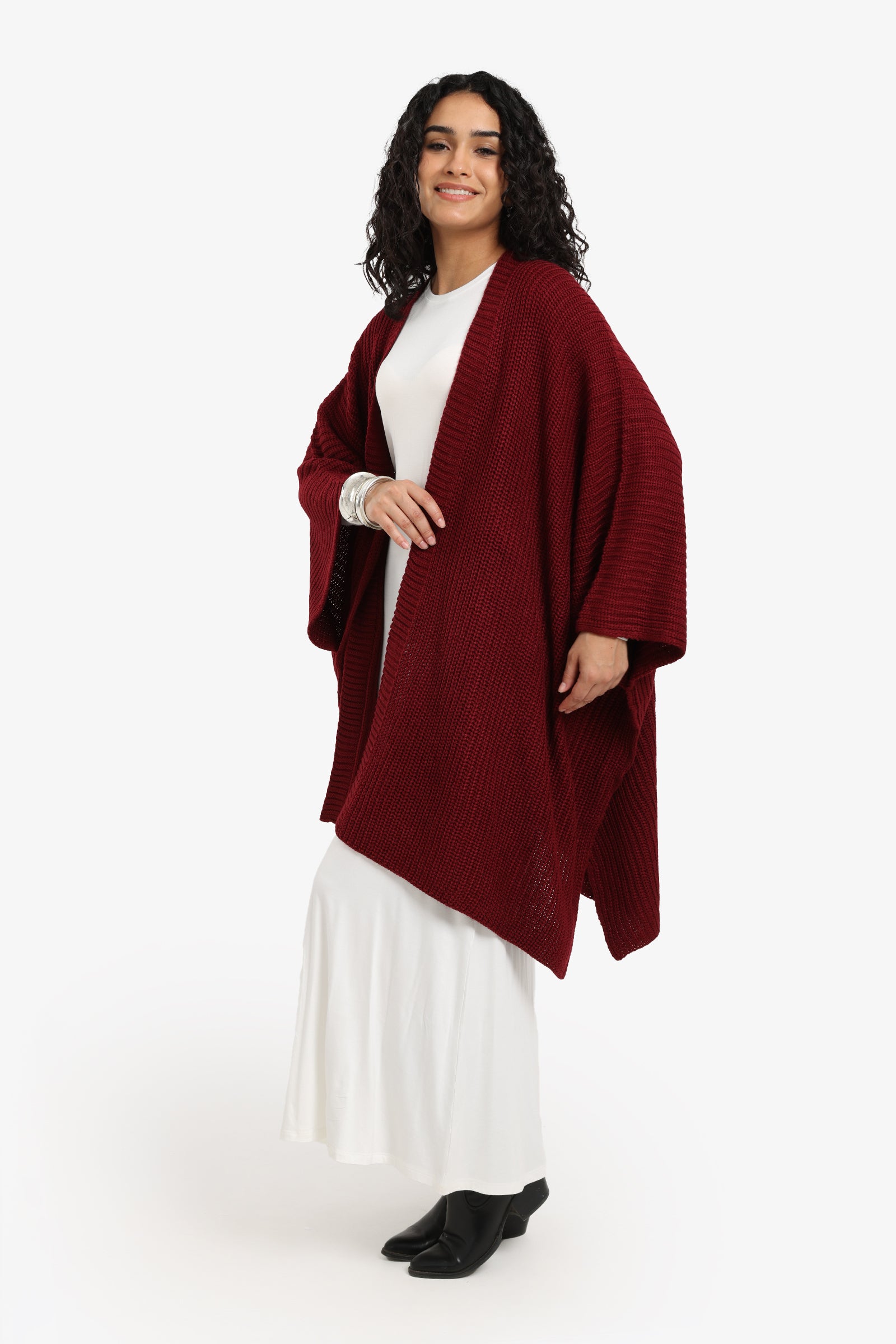 بونشو محبوك واسع القصة