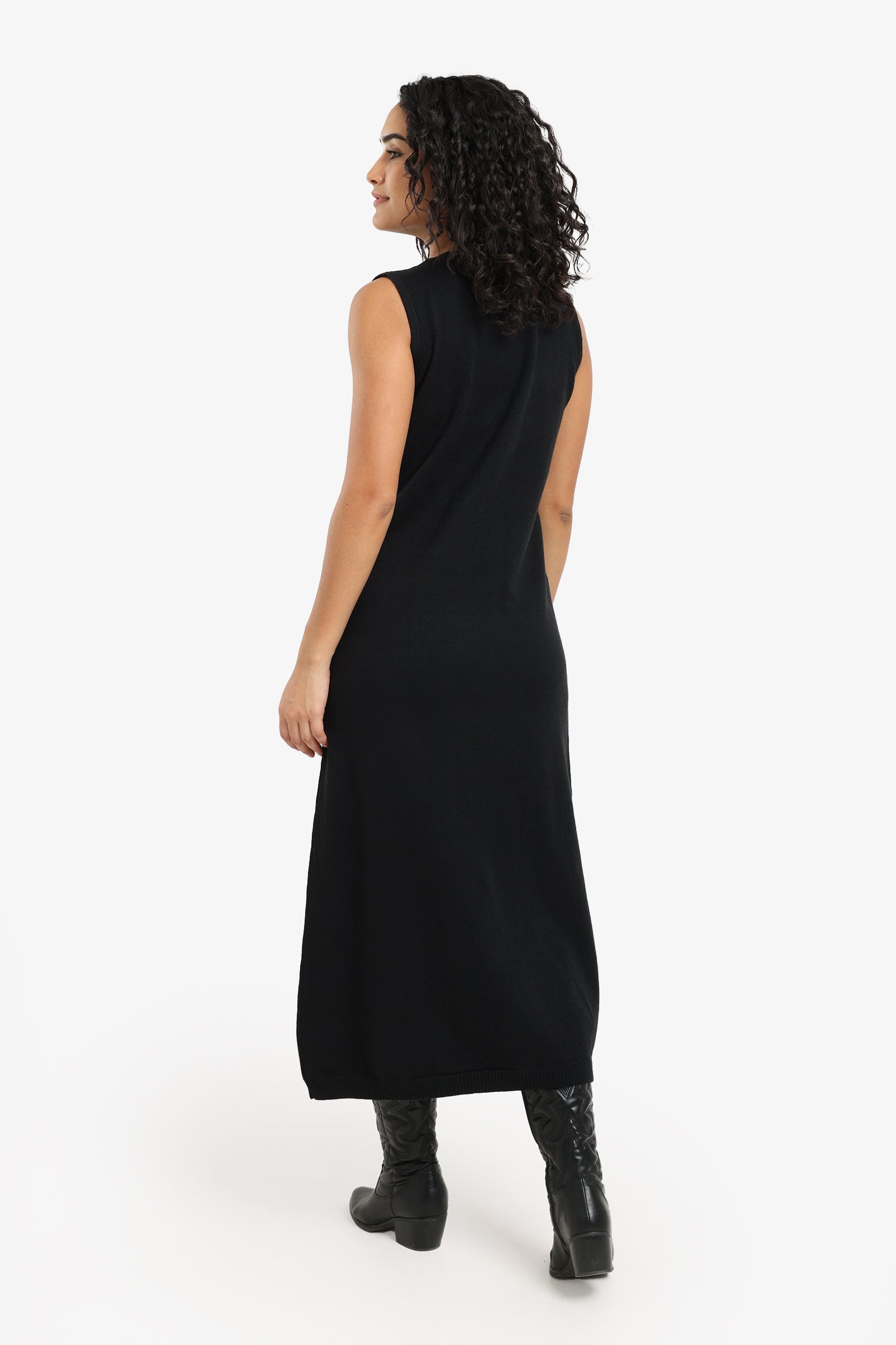Dress with Ribbed Trim