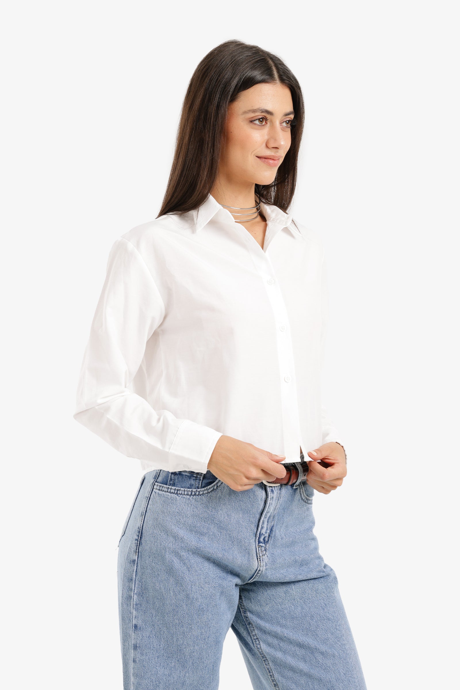 Cropped Button-Up Shirt