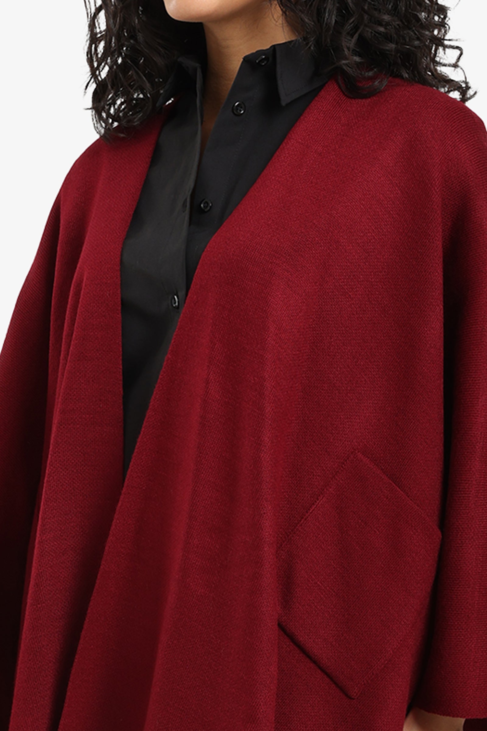 Knitted Poncho with Pockets