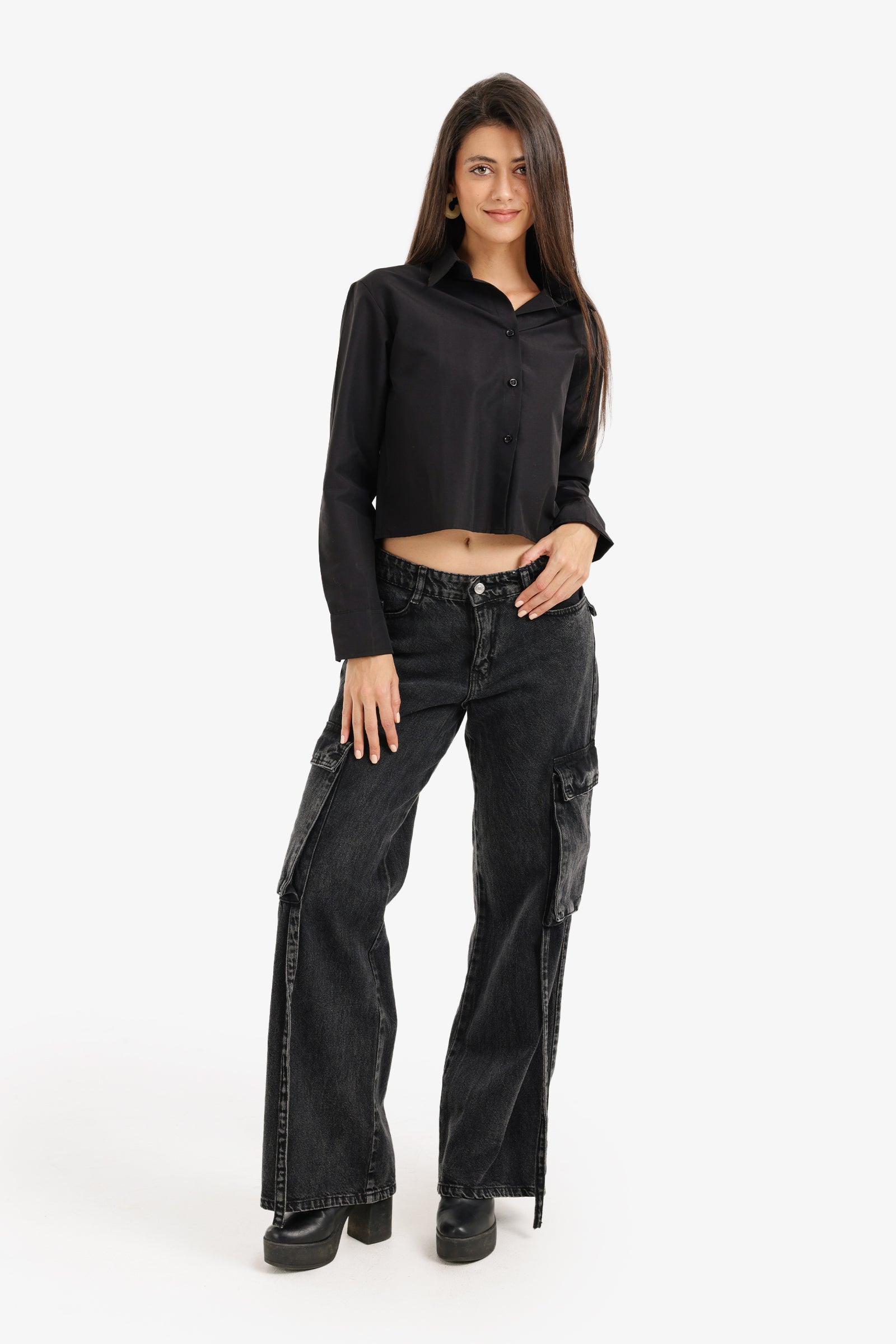 Cropped Button-Up Shirt