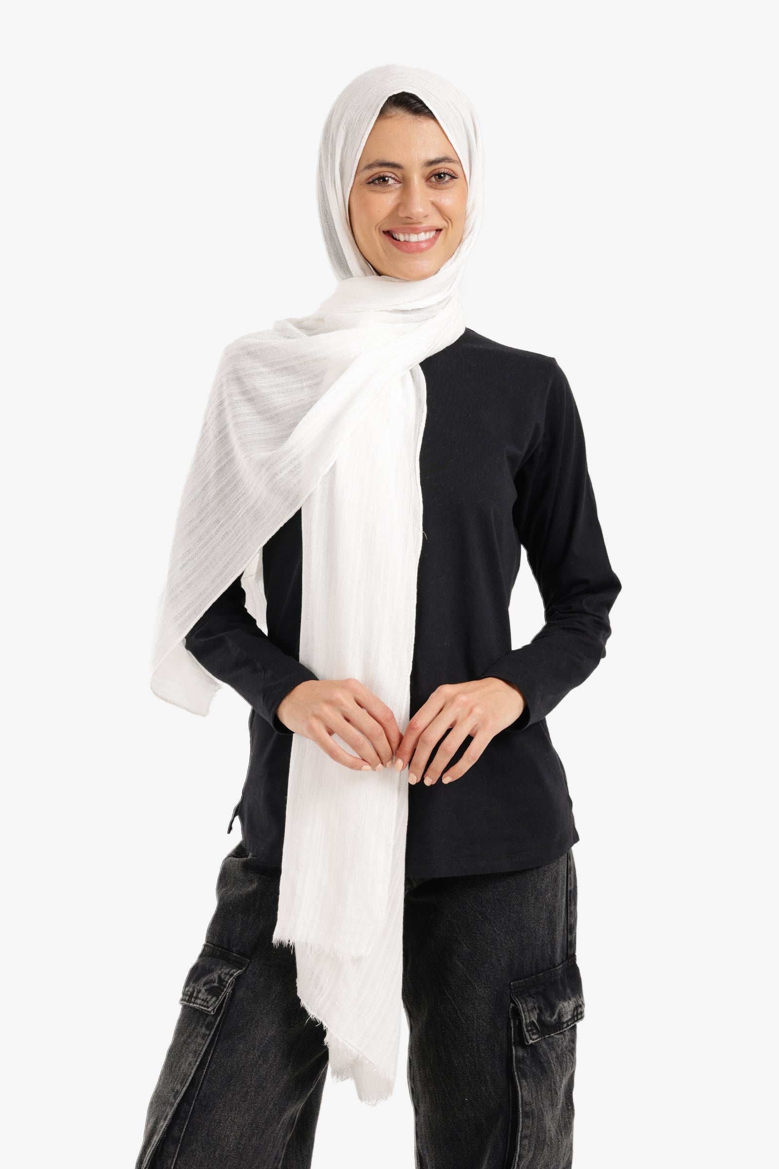 Textured Ribbed Cotton Scarf